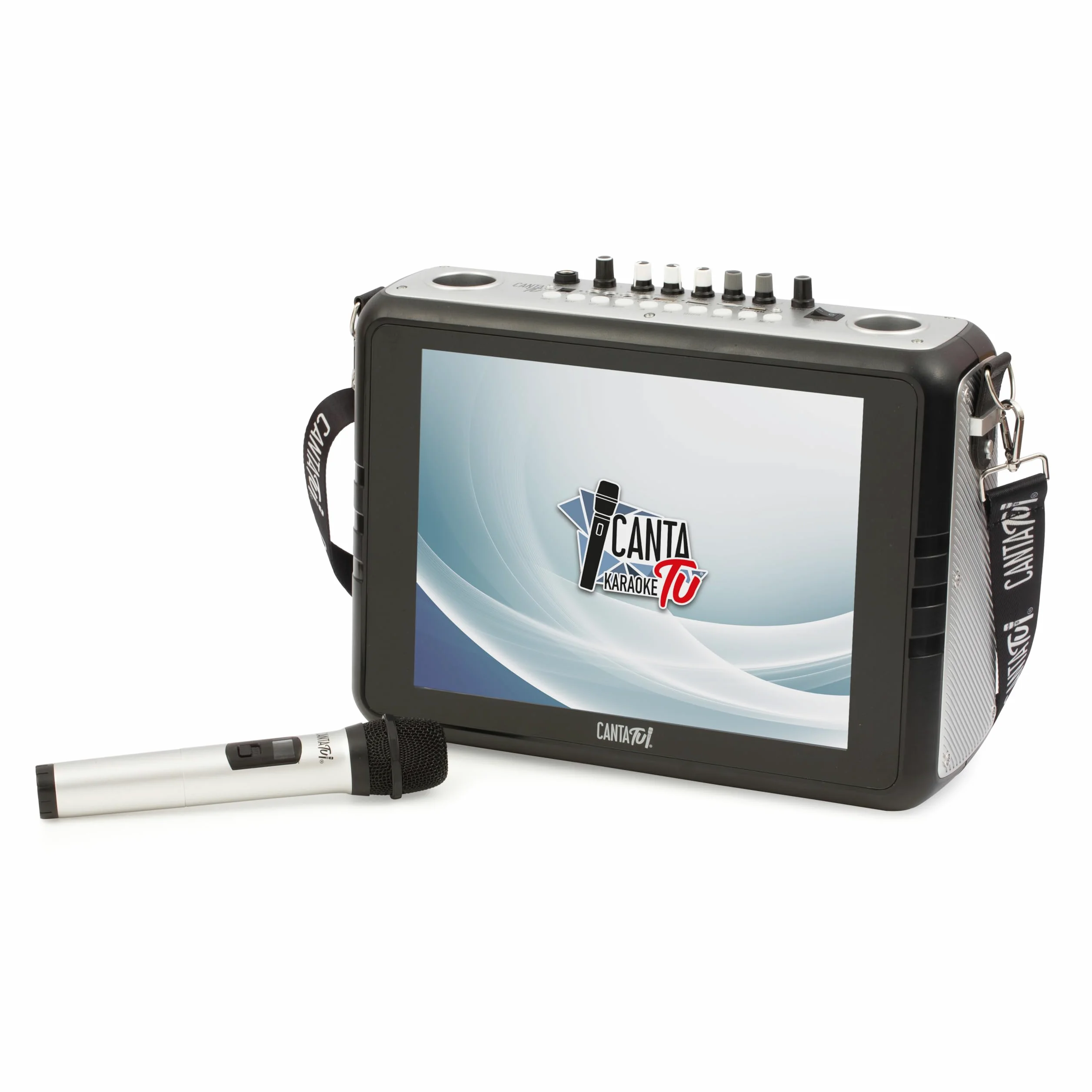 Canta Tu Karaoke Portatile 2024 - Karaoke Portatile Senza Fili Con Microfono Wireless,Tracolla, Ampio Display Touch, Connessione Wi-Fi, Effetti Vocali, Batteria Ricaricabile, Voice Changer, Argento