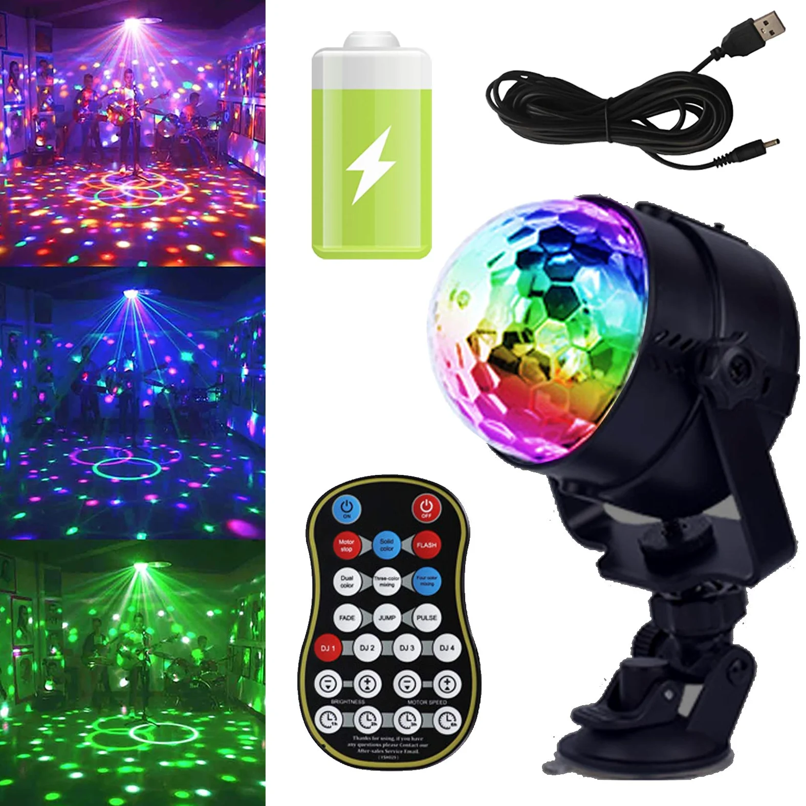 mini Luci Discoteca Con Batteria Ricaricabile LED Colorate Palla 15 colori Effetti Luce Musica Attivata Strobo Luce da Palco con Telecomando per DJ, Bar, Club, Festa, Car, Regalo