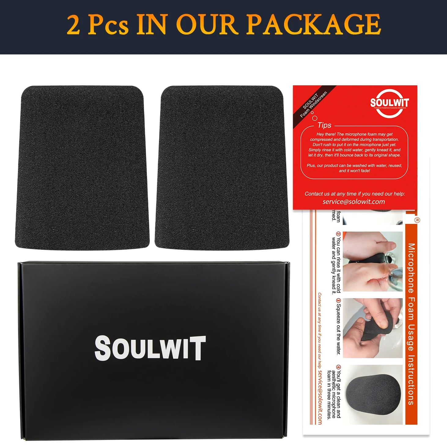 SOULWIT 2 pezzi Schiuma Microfono Pop Filter per AKG C214 Large-Diaphragm Condenser (C214d1), Protezione Copertura in Spugna Mic Parabrezza - Nero