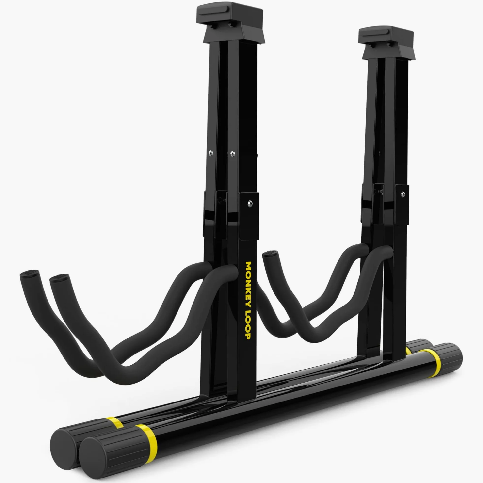 Monkey Loop Double Prime - Supporto per Chitarra - Supporto da Pavimento per 2 Chitarre - Compatibile con Chitarre Acustiche, Elettriche e Bassi - Robusto e Stabile - Accessorio Pieghevole