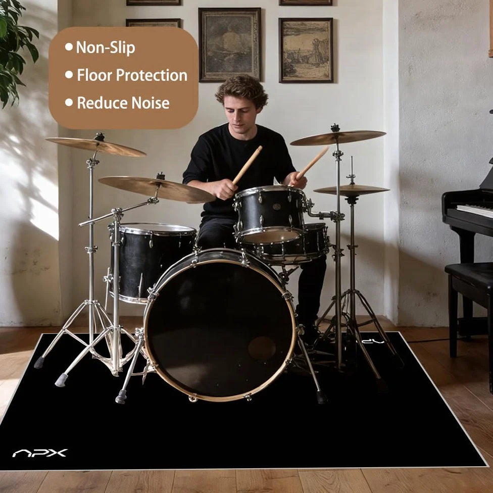 Drumming - Tappeto a percussione, 1,2 x 1,8 m, antiscivolo, fonoassorbente, per interni ed esterni, kit di percussioni elettroniche jazz per bassi e rullanti, per principianti.