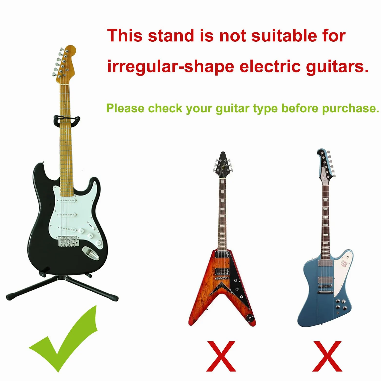 Rayzm Supporto per chitarra con regolazione in altezza, Supporto da pavimento in metallo per chitarra acustica/elettrica/classica, basso, mandolino e banjo