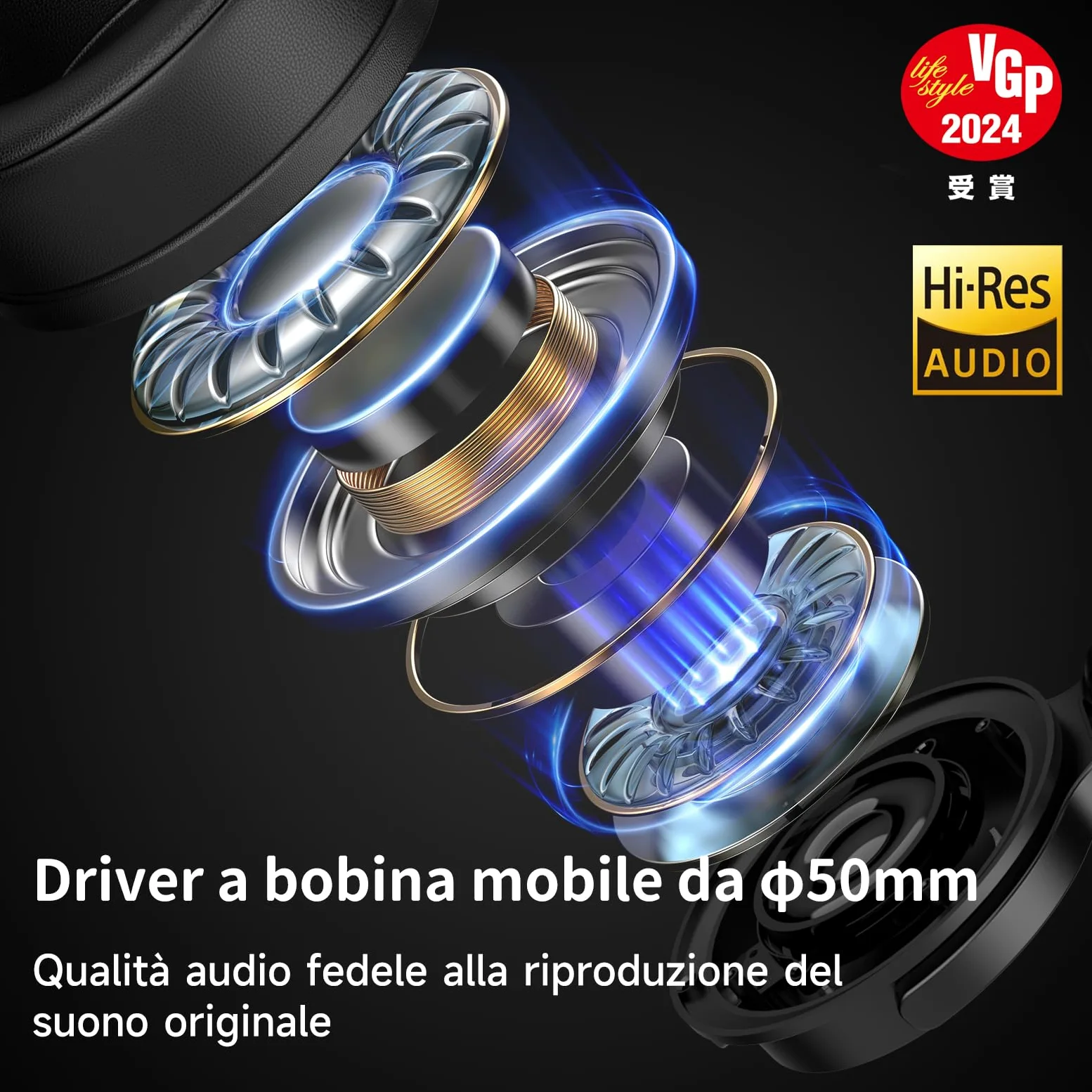 OneOdio Monitor 60 Cuffie Professionali da Studio, Cuffie Sopra l'orecchio con Driver da 50 mm Audio ad Alta Risoluzione, Cavo Staccabile (3,5 mm / 6,35 mm), per Podcast, Creatori, DJs, PC
