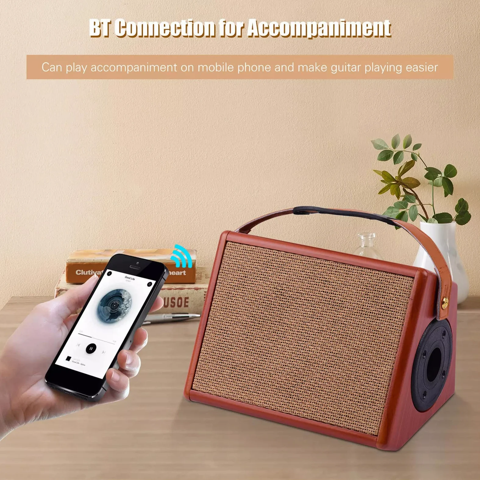 Btuty - Amplificatore per Chitarra Acustica da 25 W Ricaricabile Altoparlante Wireless BT, Controllo Indipendente del Riverbero, del Volume del tono dei Bassi e degli acuti con Ingresso
