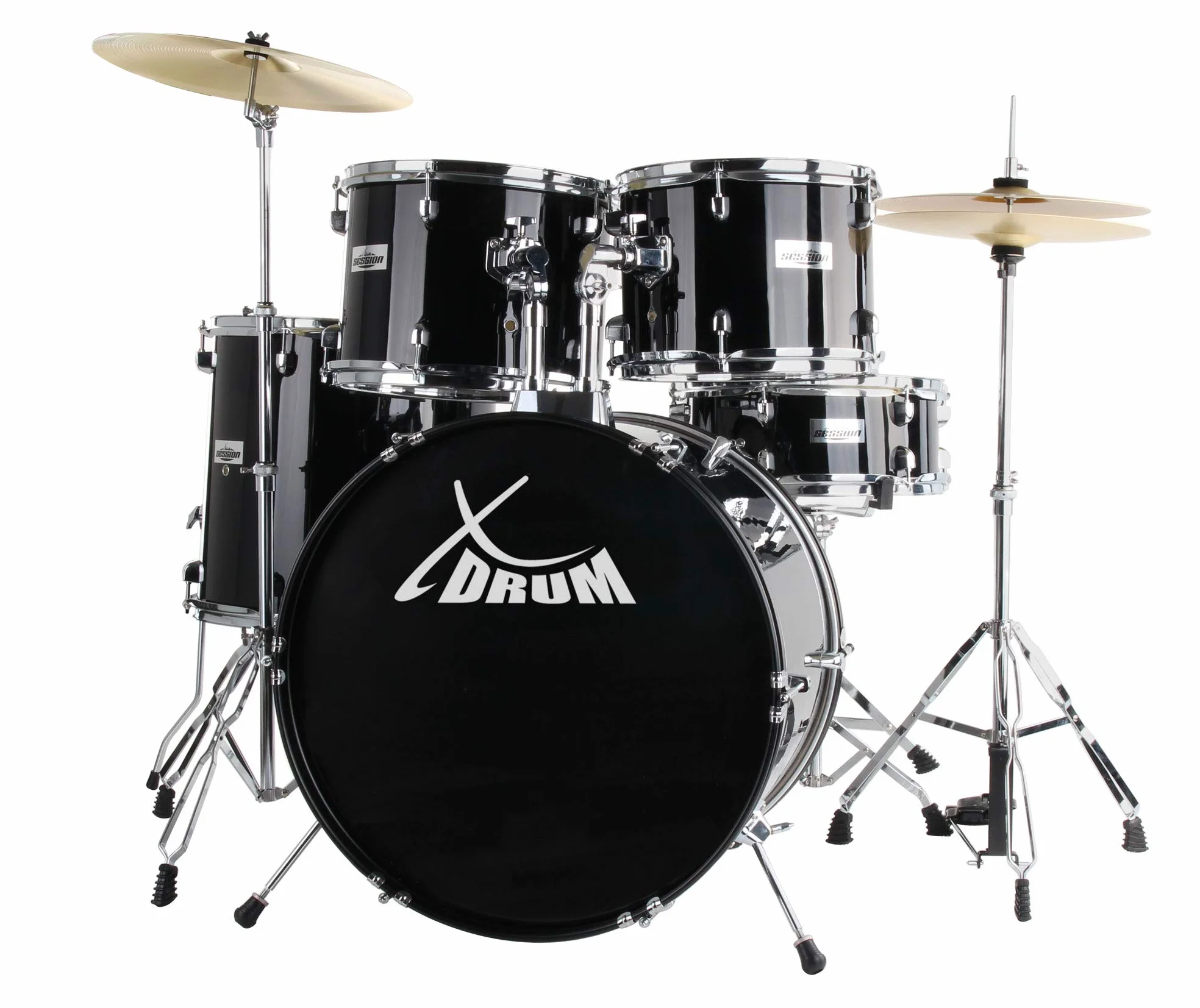XDrum Semi 22" Standard Batteria Midnight Black - 22" BD, 12" TT, 13" TT, 16" FT, 14" SD - incl. Scuola - Nero