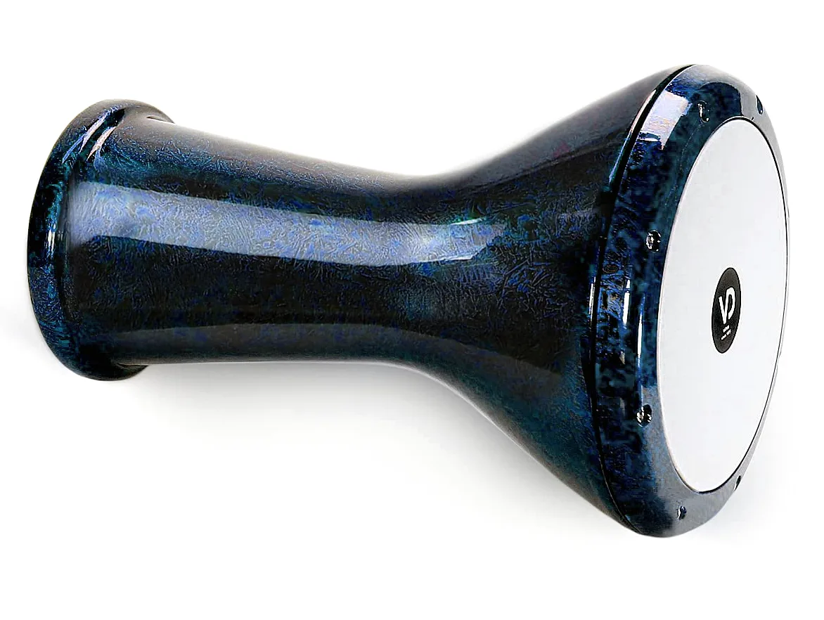 Darbuka - Tamburo manuale professionale in alluminio pressofuso, effetto perla, colore: Blu