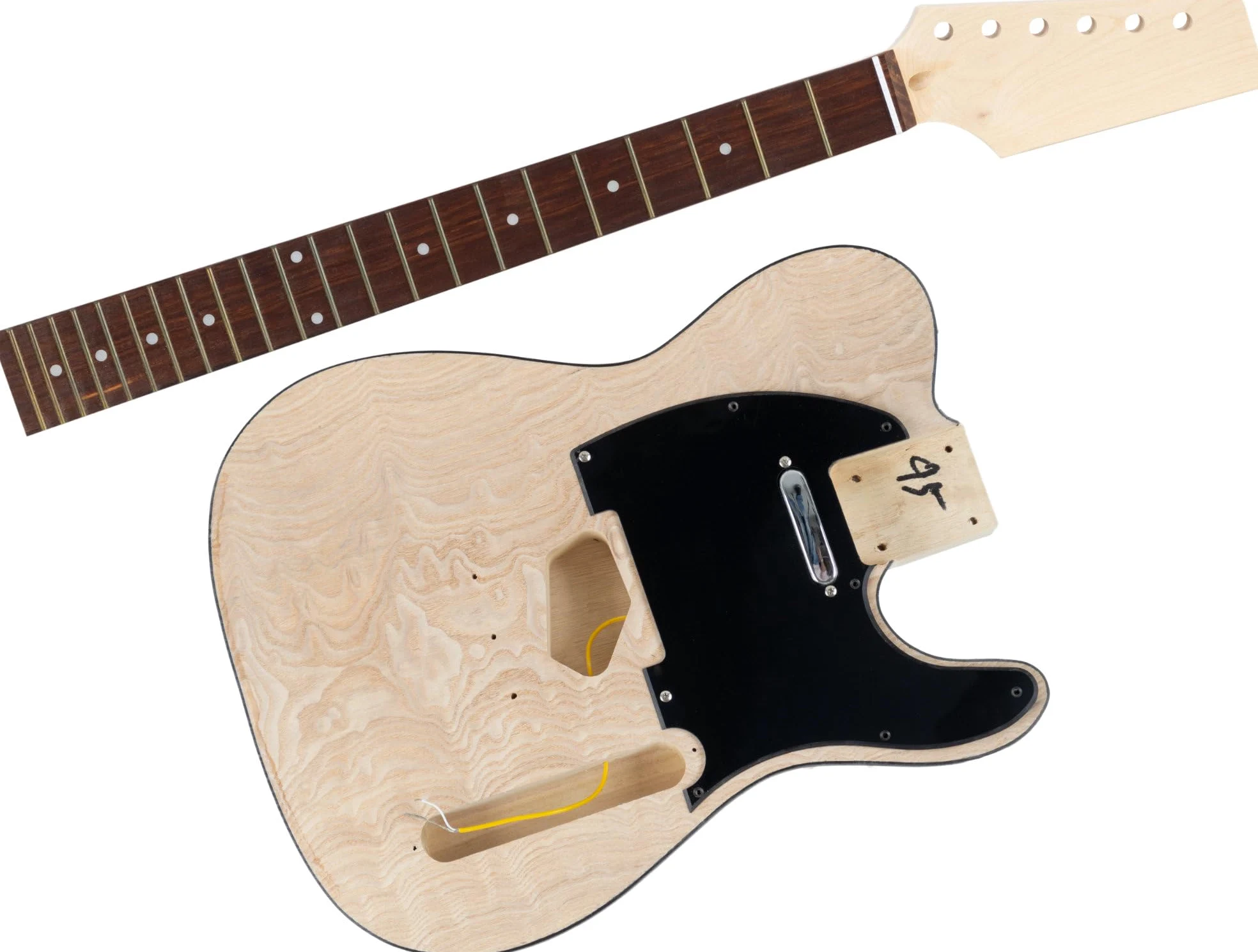 Rocktile Kit Chitarra Elettrica TL-Style - Kit DIY per Costruire la Tua Chitarra con Corpo in Paulownia, Manico in Acero, Tastiera in Palissandro, 2 Pickup Single-Coil, Incluso Hardware - Naturale
