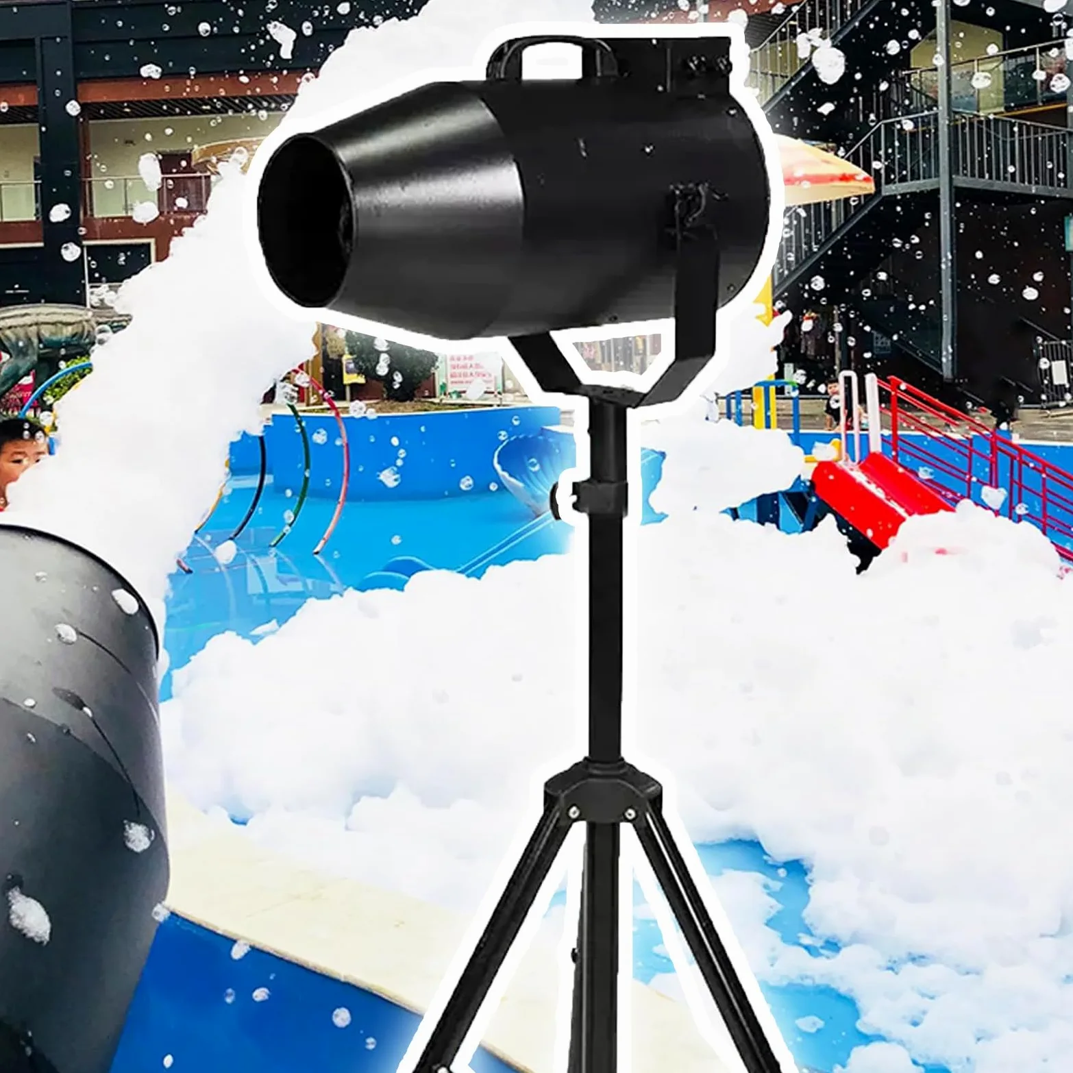 QUTBAG Macchina Schiuma palco Grandi Dimensioni, Macchina per Schiuma di Grandi Dimensioni da 1000 W, Macchina per la Produzione di Schiuma a Getto da palco Professionale, Distanza 6-10 m/Area 80㎡