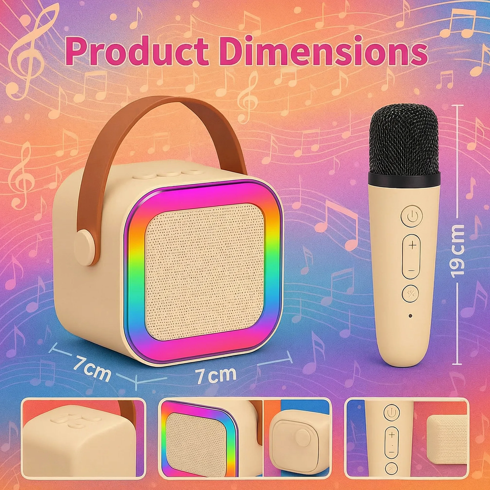 Karaoke con 2 microfoni senza fili. Karaoke portatile con altoparlante Bluetooth, luci LED e batteria ricaricabile. Giocattolo e regalo per bambini e adulti. Mini karaoke per bambini