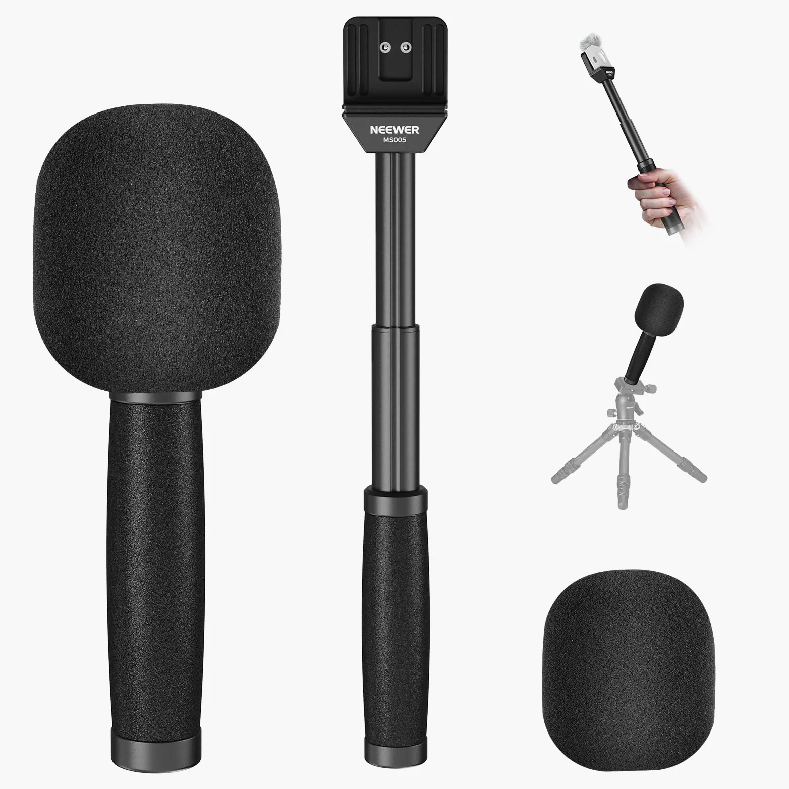 NEEWER Microfono Lavalier Telescopico da 13"/33cm con Parabrezza Anti-Scivolo in Schiuma Anti-Scivolo per Interviste, Compatibile con Rode Wireless Go II DJI Mic CM31, MS005