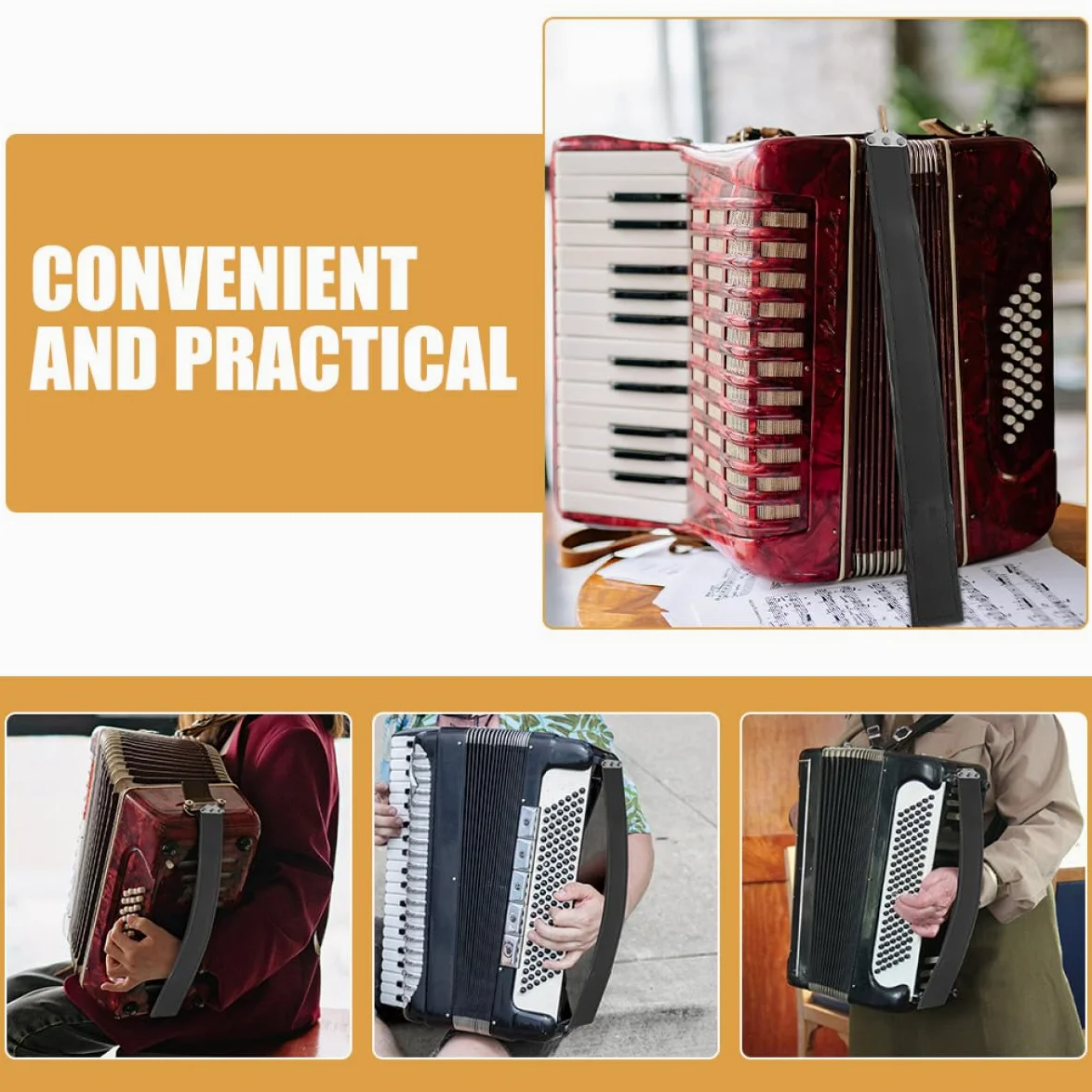 Cinghia in Pelle per Fisarmonica Basso Cinturino da Polso per Mancini, Accessorio per Fisarmonica 120 Bassi, Resistente e Confortevole per Uso Musicale Prolungato