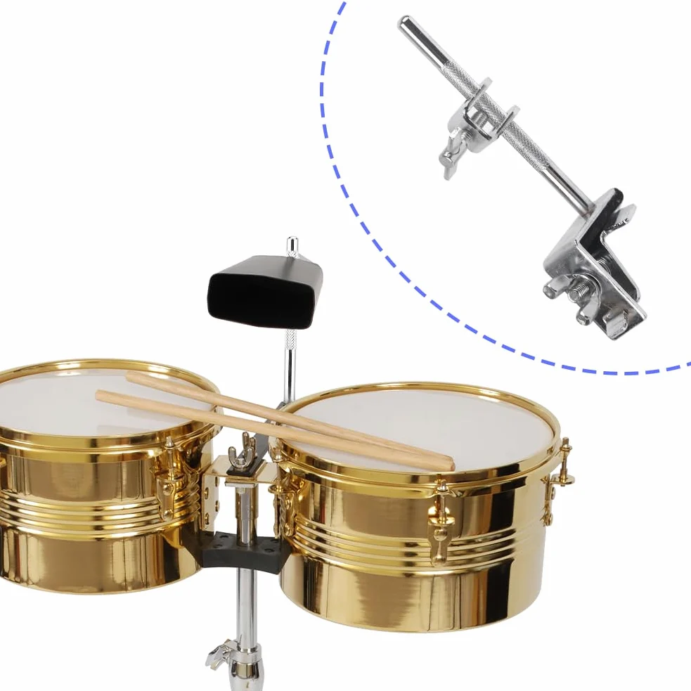 Supporto per Campanaccio, Snare Stand, Campana Morsetto, Grancassa Cowbell Hoop Jazz Drum Strumenti Tamburo Metallo Telaio Ganasce ad Azione Parallela di Bloccaggio Percussione Regolabile in Altezza