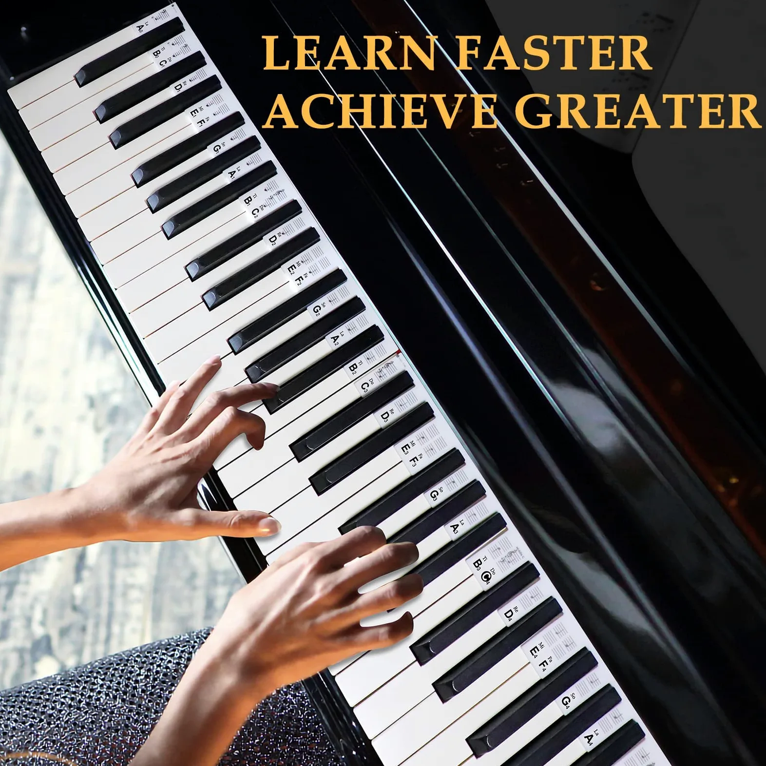 Adesivo per Tastiera del Pianoforte,Adesivo per note di pianoforte,Etichette per Tastiera Pianoforte,Pianoforte pieghevole,Adesivi per Tastiera di Pianoforte,Guida Alle Note di Pianoforte