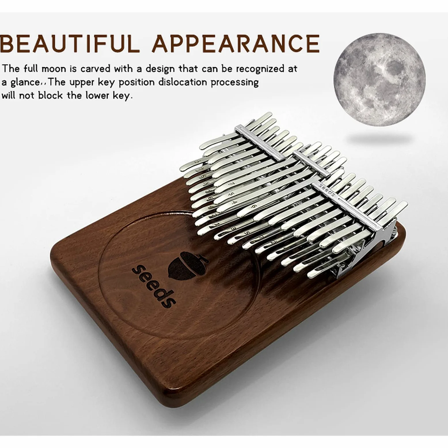 Seeds Kalimba 34 Key Chromatic Thumb Piano Pisces C Tuned,Double Layer Flat Board Black Noce Strumenti musicali Idea regalo per bambini, adulti, principianti e professionisti