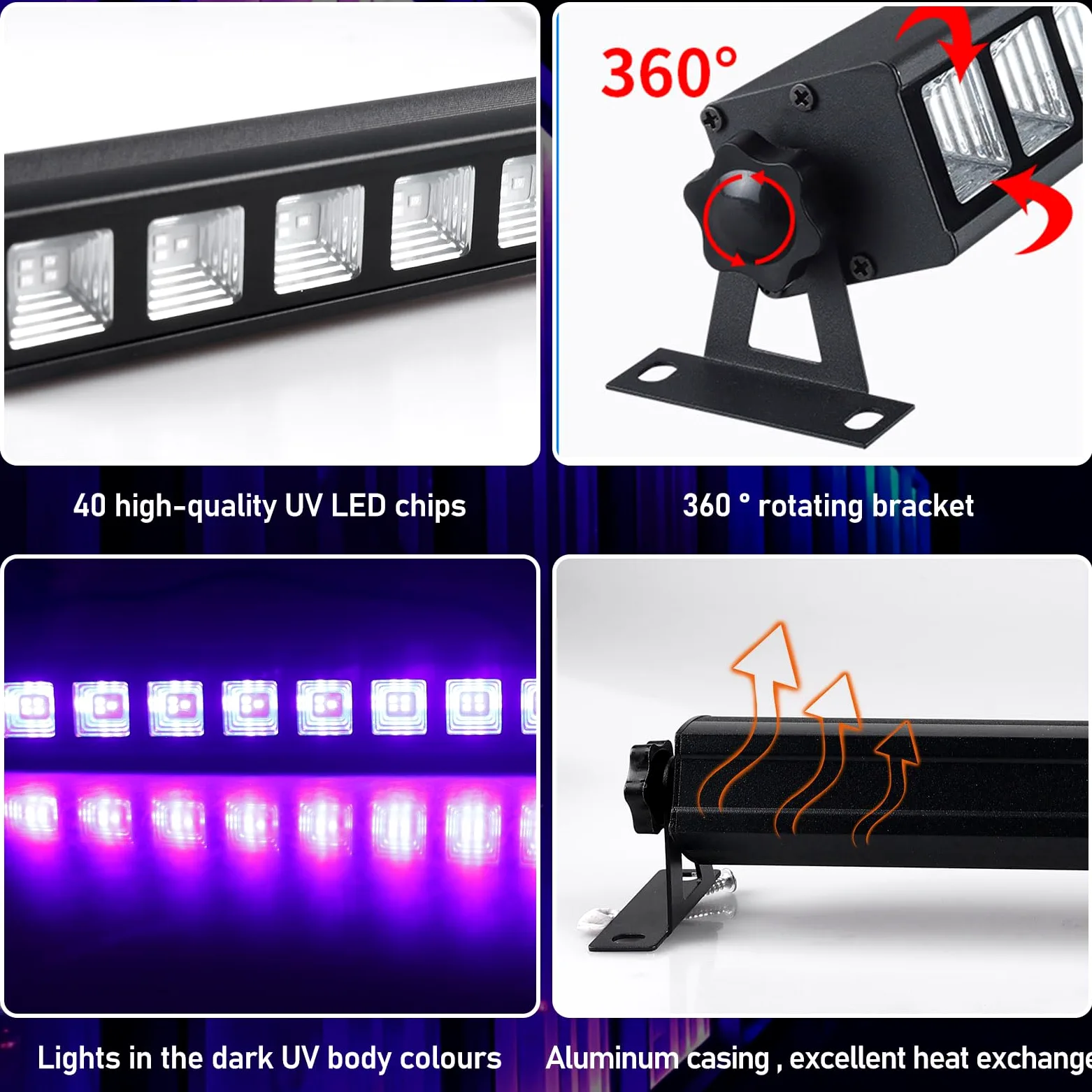 BORDEAG Lampada Di Luce Nera, 36 W LED UV, Barra LED UV A 395 Nm Per Feste A Luce Nera Per Fluo Decorare Bar Halloween Festa Glow Pittura Fluorescente