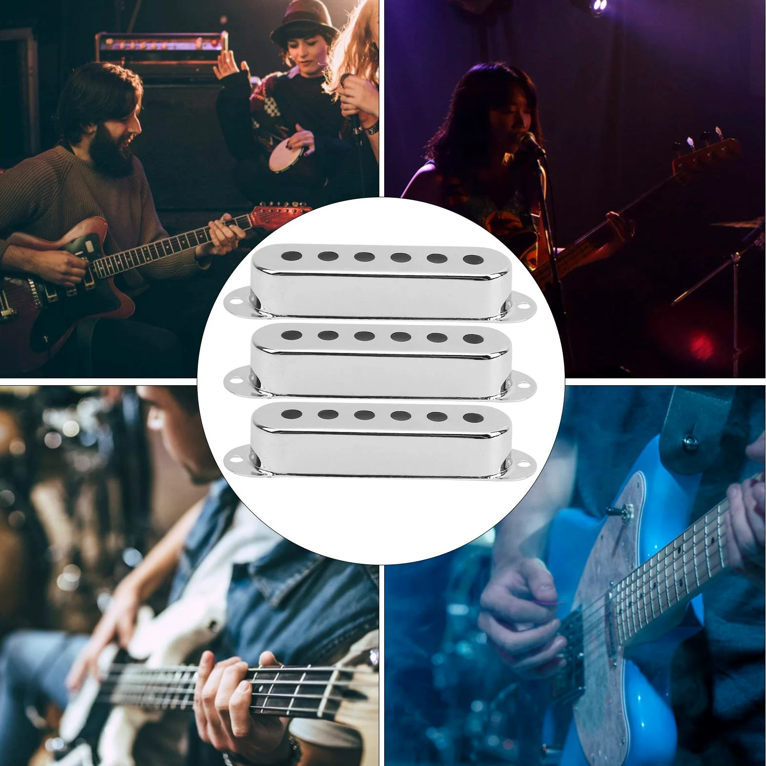 3 Pezzi Copertura Pickup Singolo Chitarra, Copertura Pickup Single Coil in Ottone 48mm / 50mm / 52mm coperture Pickup Stratocaster per Chitarra elettrica ST SQ