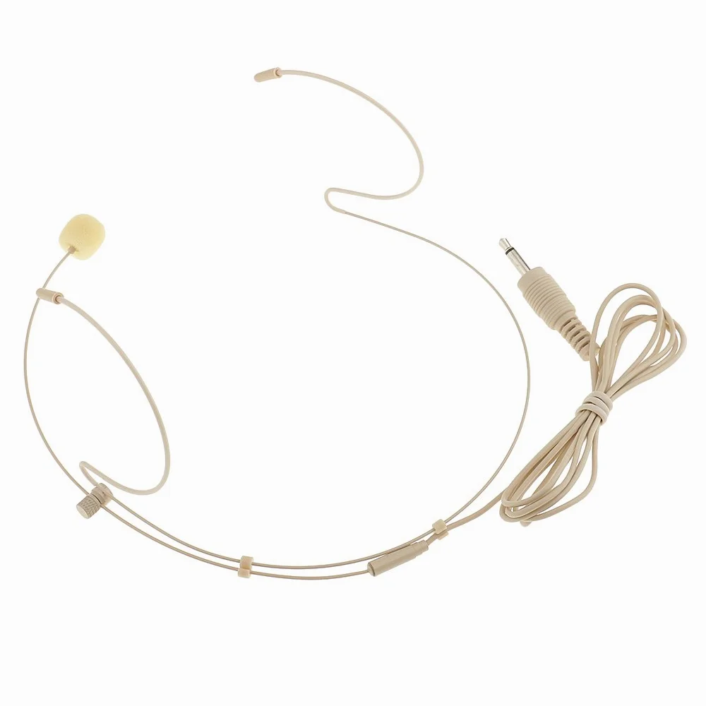 MagiDeal Professionale Gancio Auricolare Microfono A Testa Intestata Microfono Headworn per Palco Case di Culto Presentatori Docenti - Beige-3.5mm