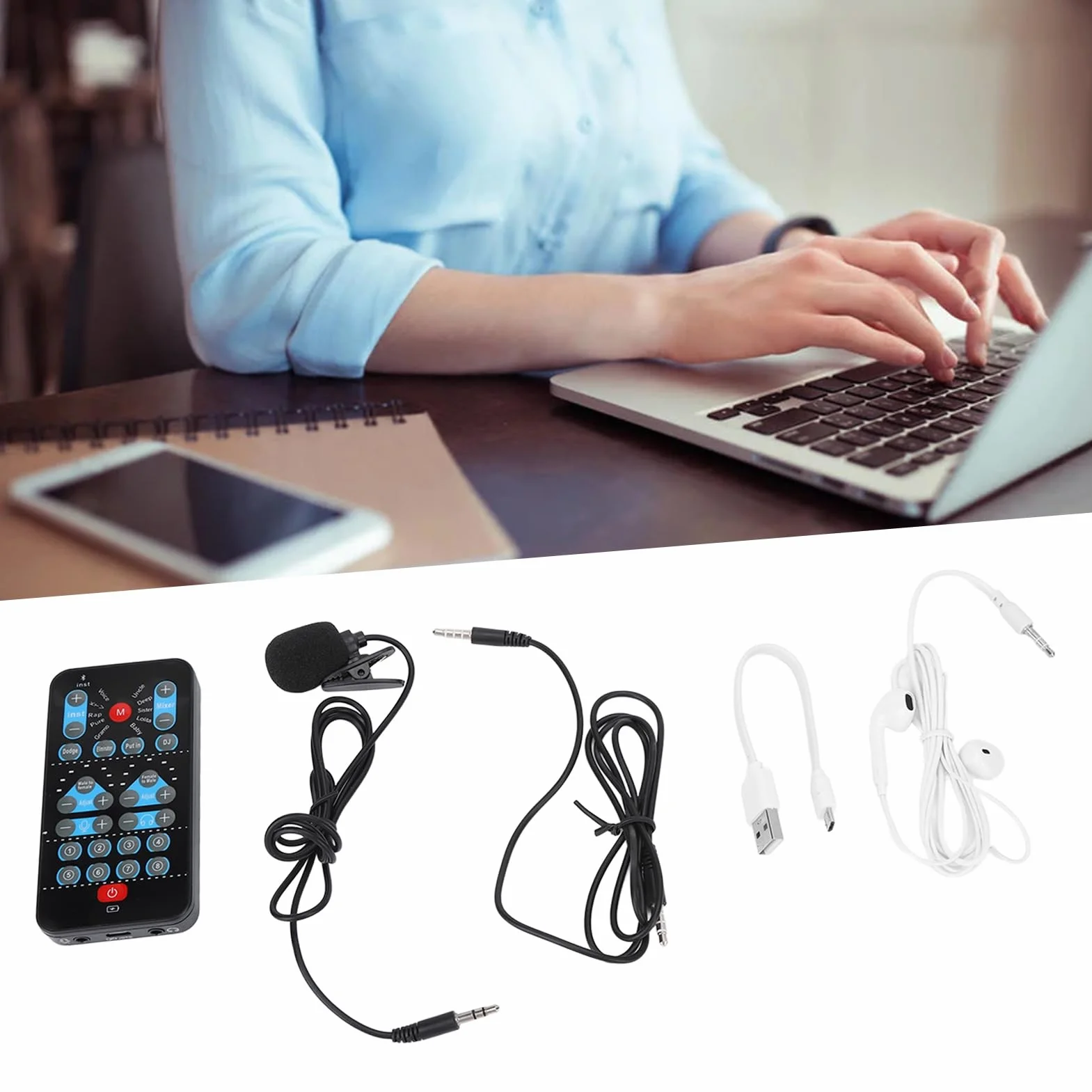 Cambia Voce per, Mini Voice Changer 8 Effetti Sonori Dispositivo Microfono Abbellimento Carta Palmare Telefono Cellulare Computer Dults Halloween Supporto Multi Lingue