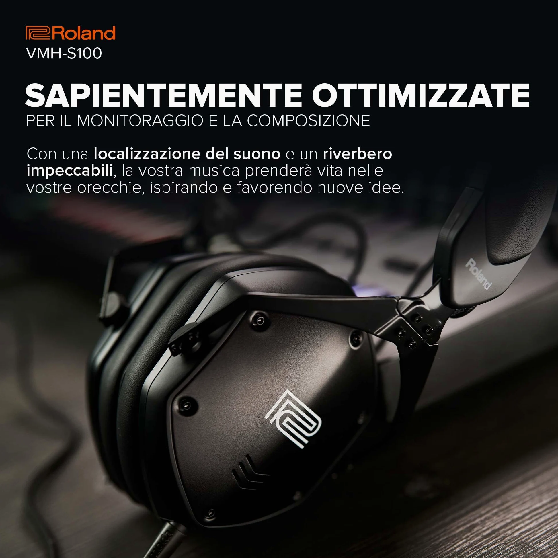 Roland VMH-S100 | Cuffie Circumaurali ad Alta Risoluzione per la Produzione Musicale | Ampia Risposta in Frequenza | Incredibile Isolamento dal Rumore | Driver da 50 mm | Comode e Resistenti