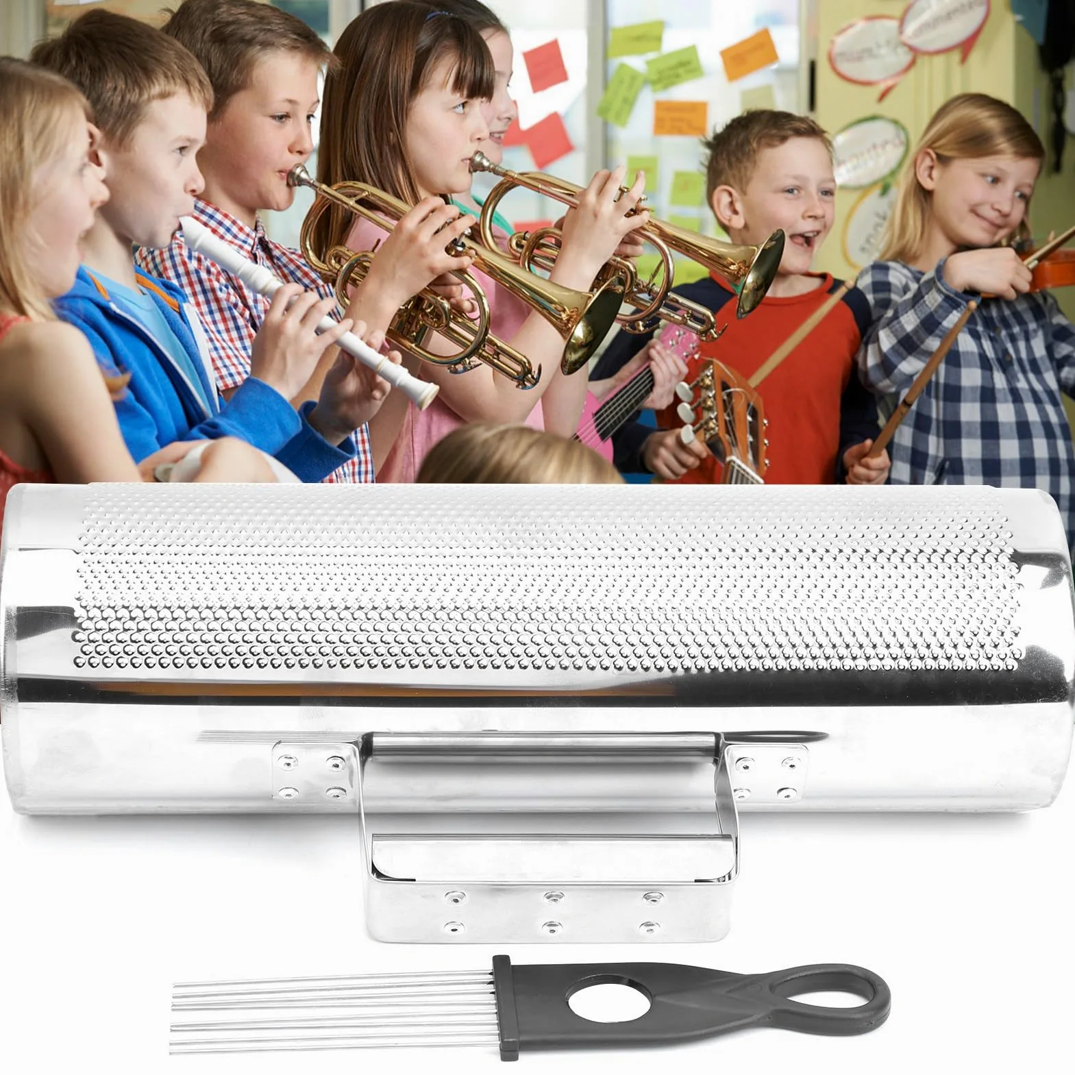 Guiro Shaker, per le Esibizioni di Festa Adotta un Design con Apertura Cava, Silver Ha Stile di Chitarra Unico e un Brillante Omofonico