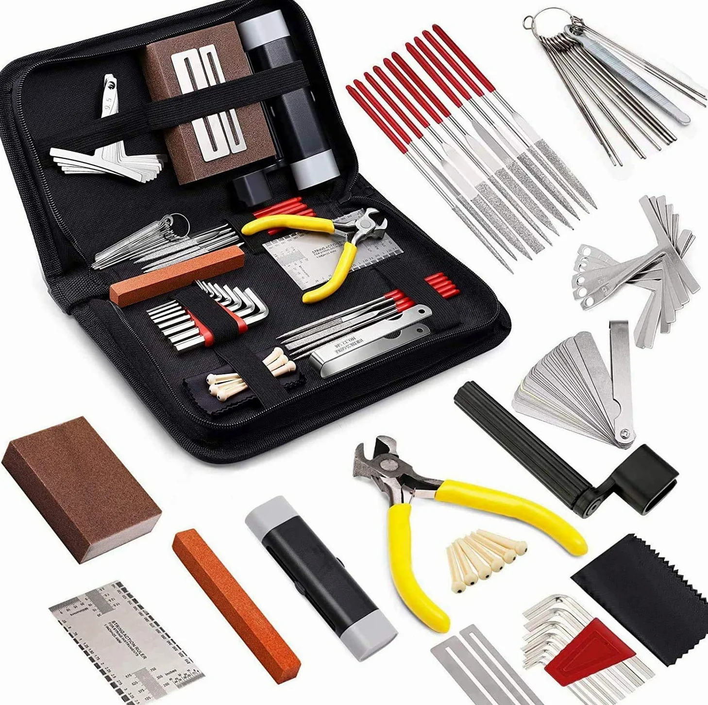 Kit di attrezzi per la riparazione della chitarra, Bprtcra 45 pezzi kit di strumenti per la pulizia della chitarra, kit di strumenti per chitarra per chitarra