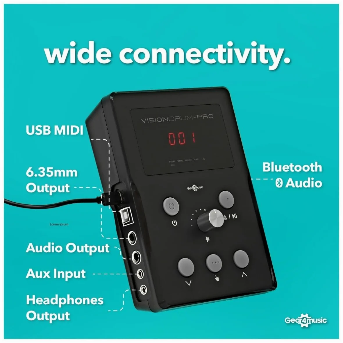 VISIONDRUM-PRO Batteria elettrica con cuffie - Mesh Pads Batteria elettronica per bambini e adulti