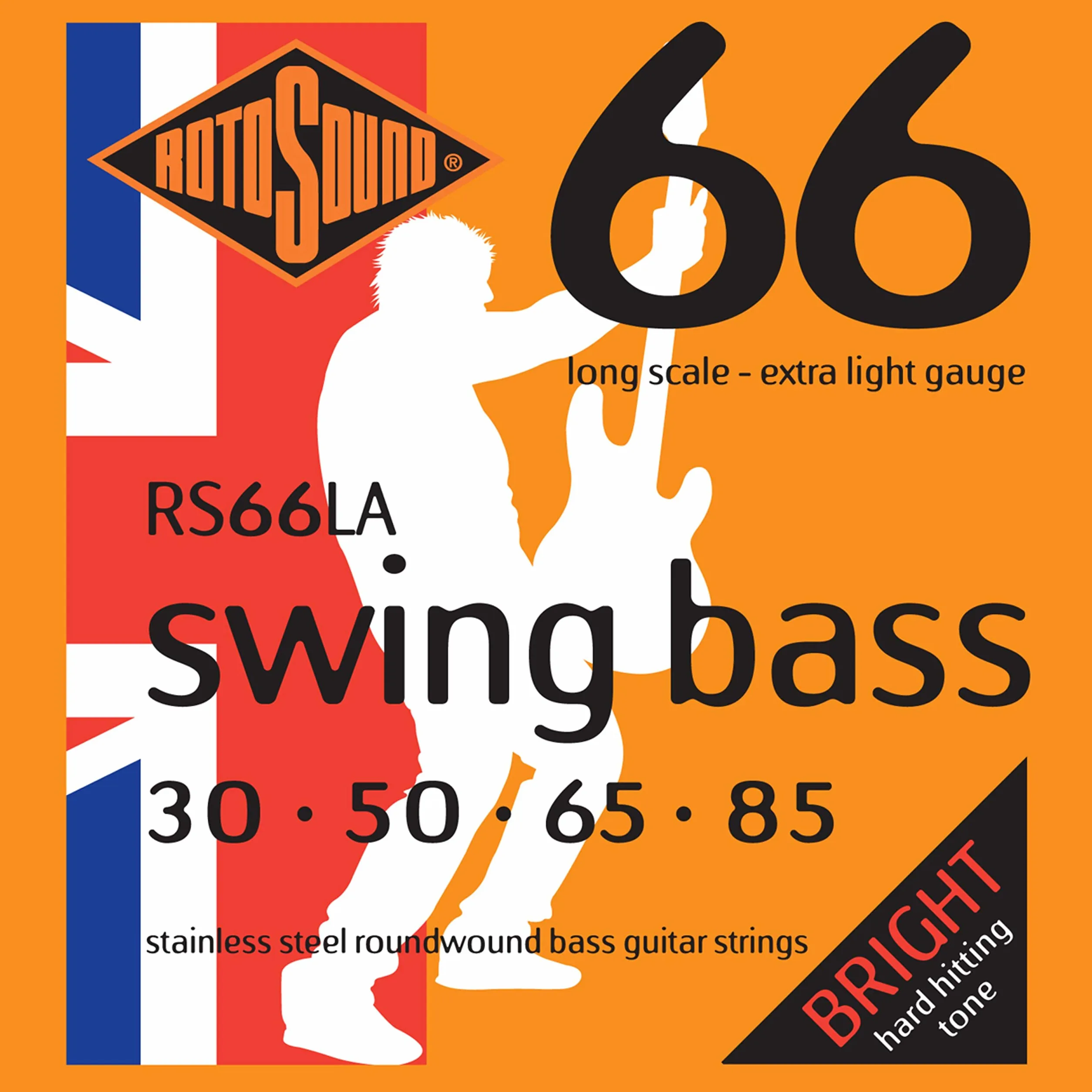 Rotosound Corde per basso elettrico SWING 66 STAINLESS SETS 4 corde RS66LA Stainless Extra Light 30-85