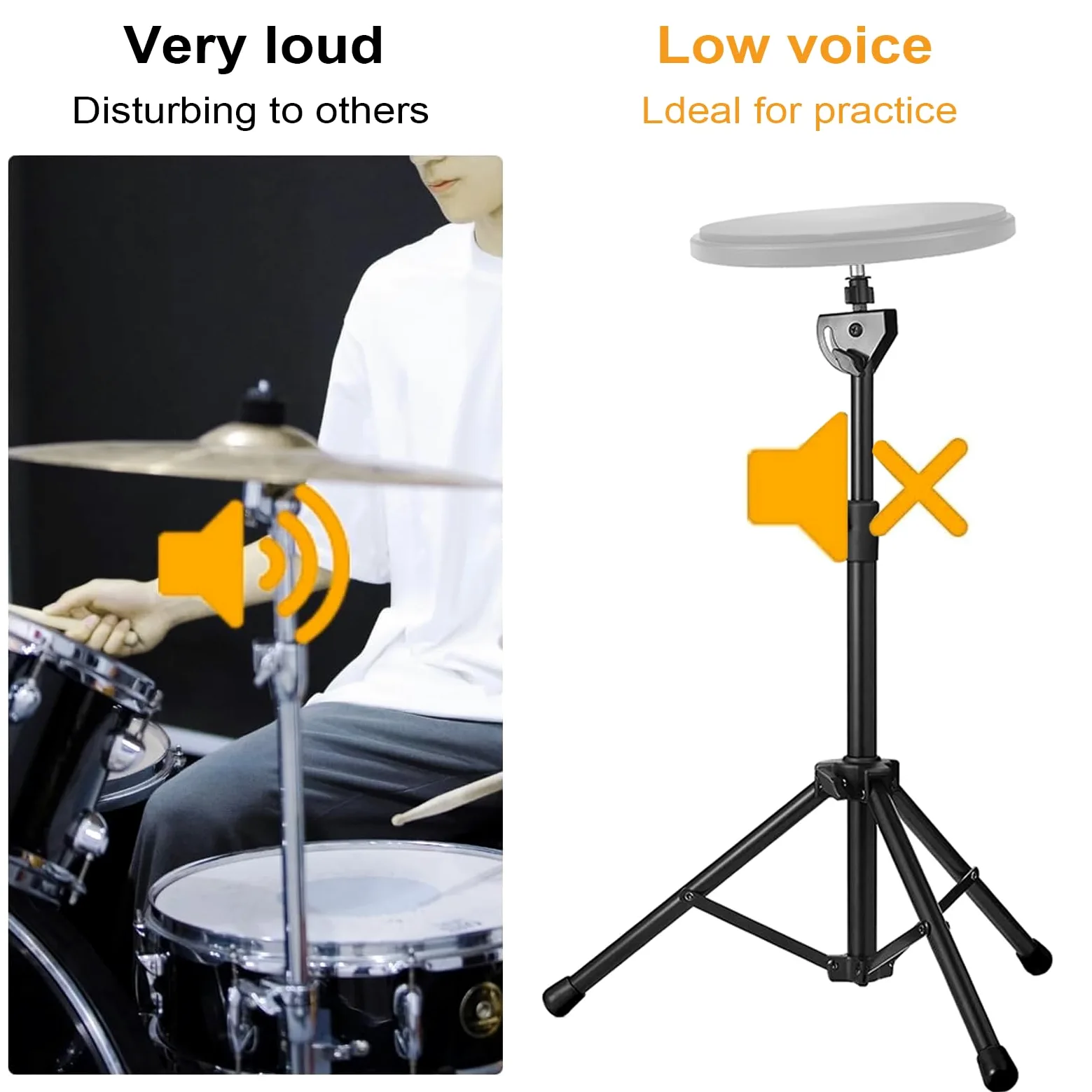 Tripode Di Tamburo - STANE SURNA | Supporto Per Drum Pad | Porta Del Rullante Elettronico Con Altezza Regolabile, Esagonale E Viti | Porta Rack Per Attrezzatura Per Esercitazioni Per Esercitars