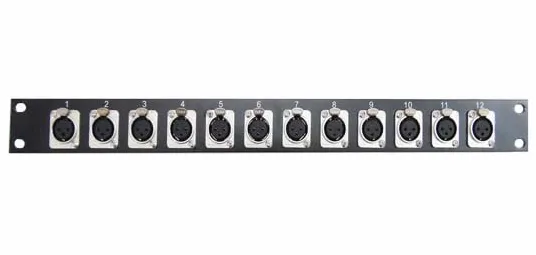 Pannello Rack 19" 1U Nero con 12 XLR Femmina (48x4.5x0.5cm) – Patch Panel Audio Professionale