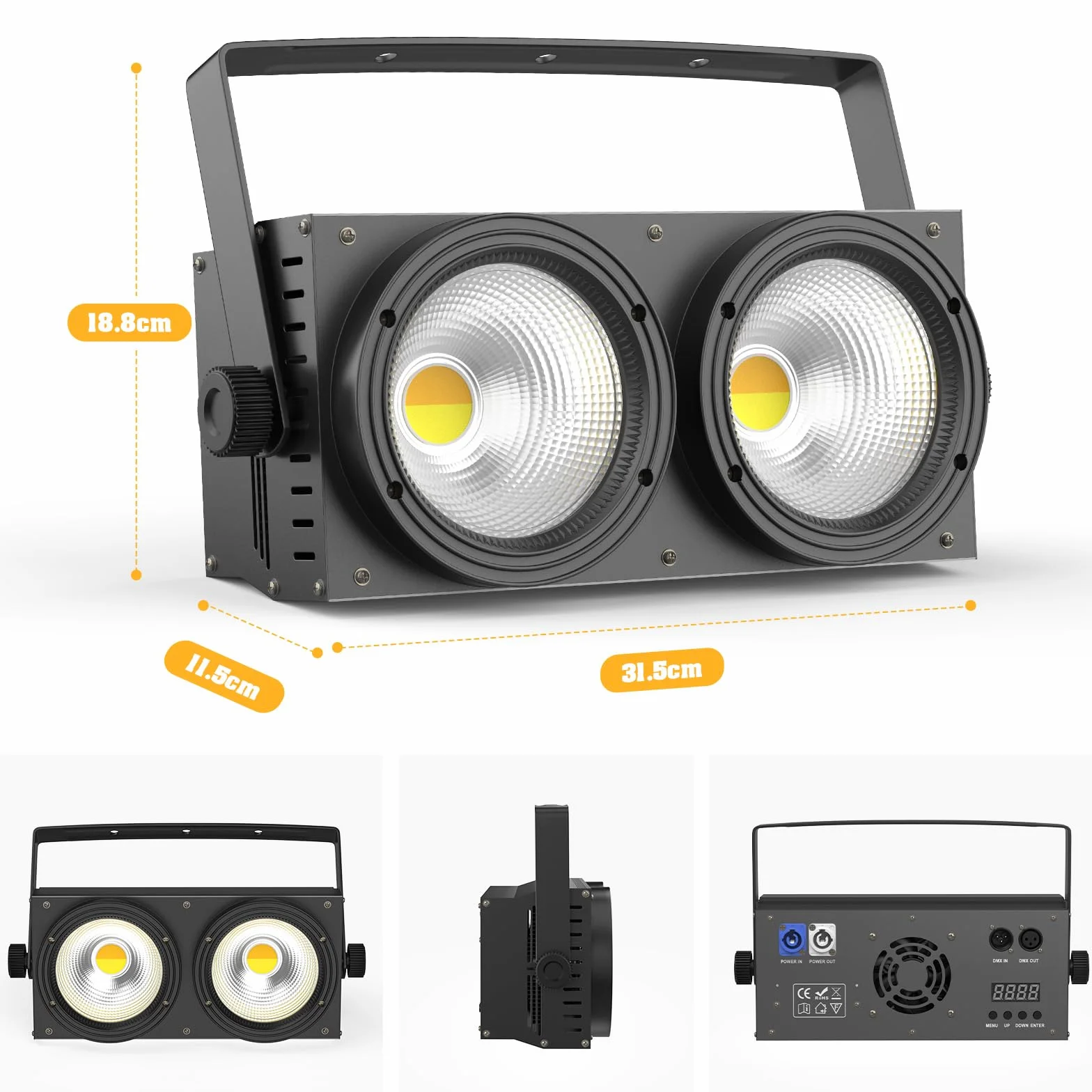 4PCS COB 200W Par LED, Blinder Luci Accecatori LED Bianco Freddo/Caldo Luce di Scena Faretto Effetti Illuminazione, Luci da Palco per Discoteca Matrimonio Bar Feste Pubblico