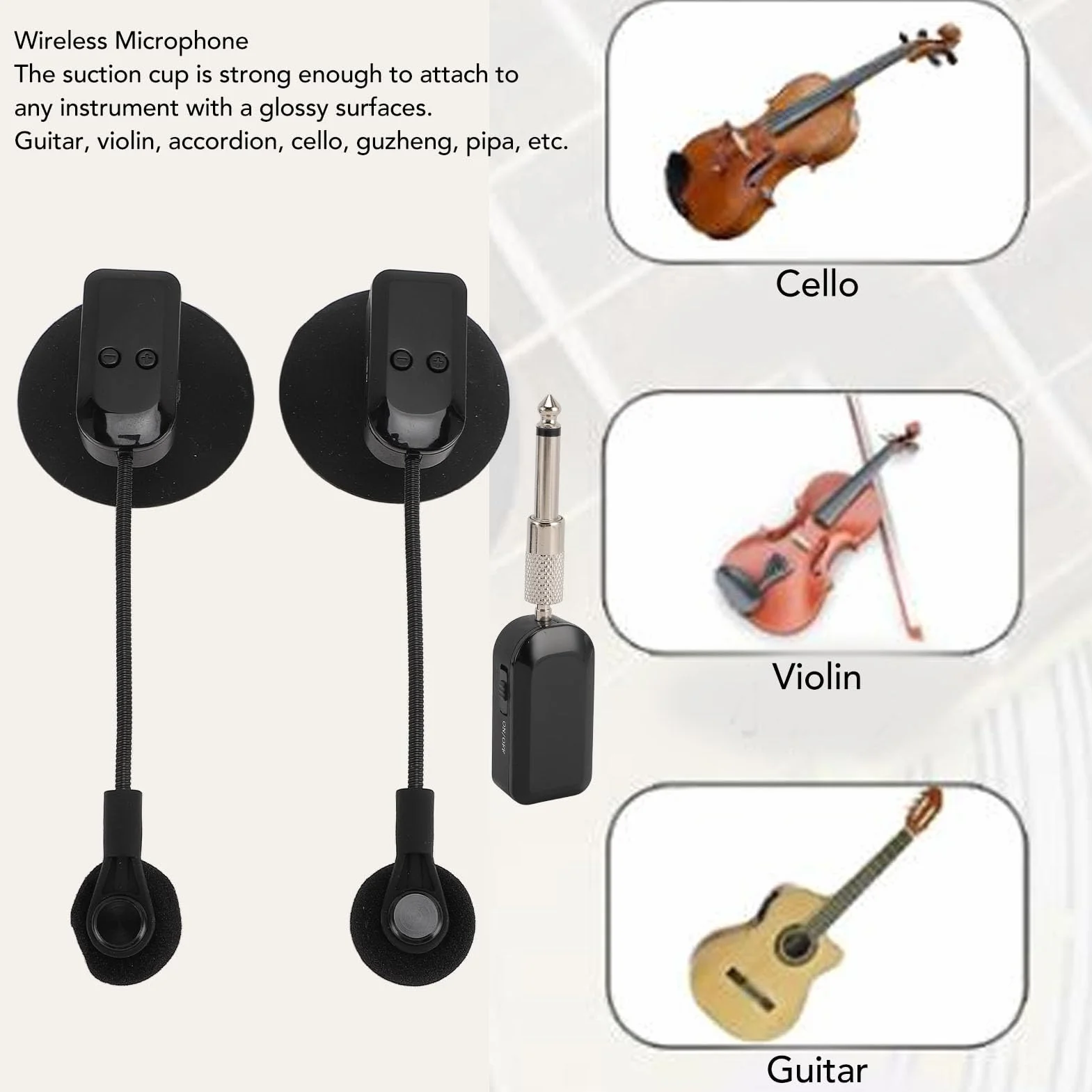 Microfono per Strumenti Wireless 2.4G, Sistemas di Pickup per Microfono per Sassofono a Condensatore con Rotazione di 360°, per Fisarmonica per Violino e Chitarra, per Concerti