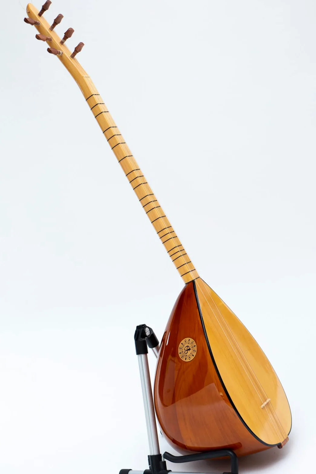 Saz turco a collo lungo in legno di ciliegio con pickup, strumento fatto a mano al 100%.