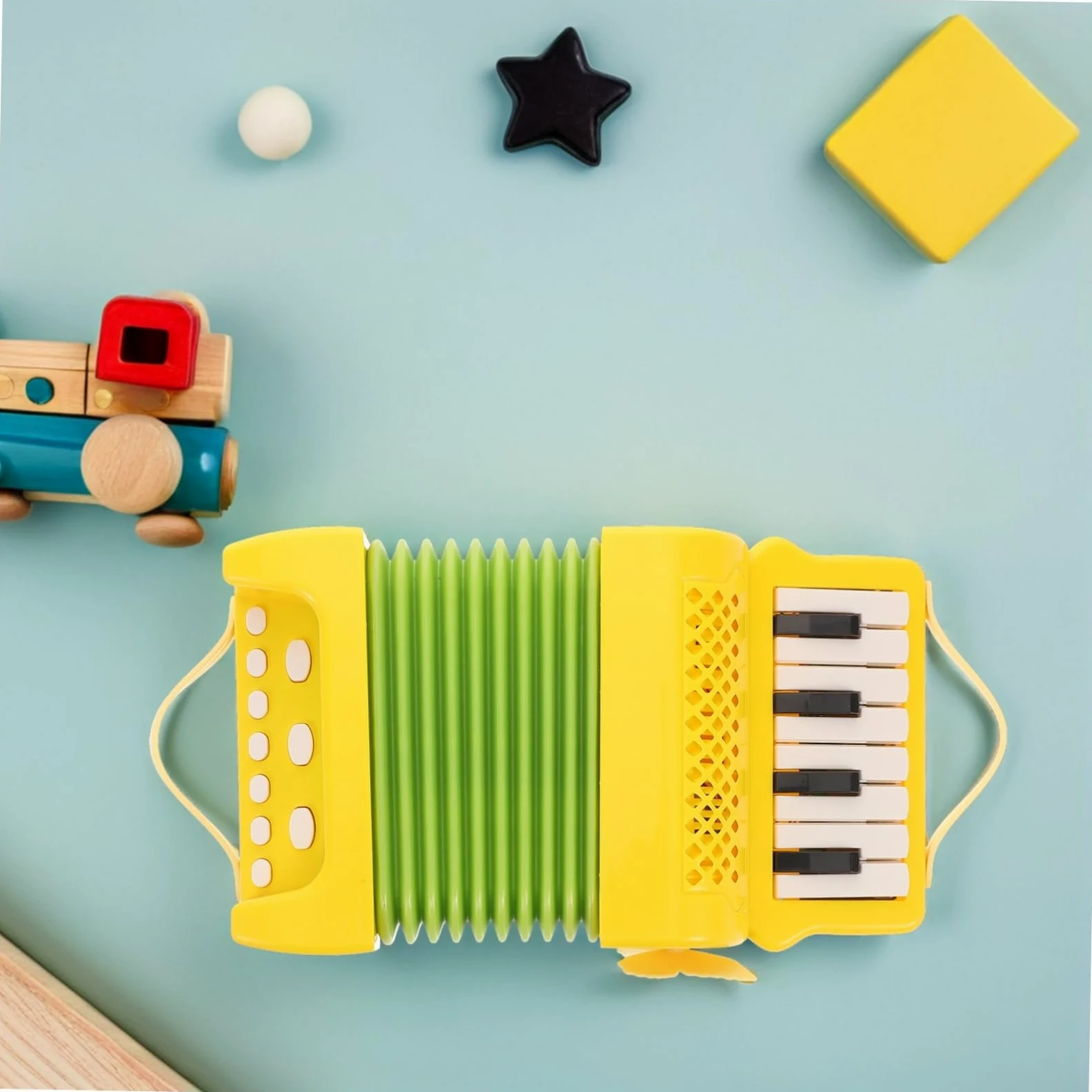BESTonZON Strumento Musicale Giocattolo per Bambini in Plastica Gialla Controllo a Pulsanti, Migliora Coordinazione Dita per Attività Prescolari e Educazione Musicale Precoce