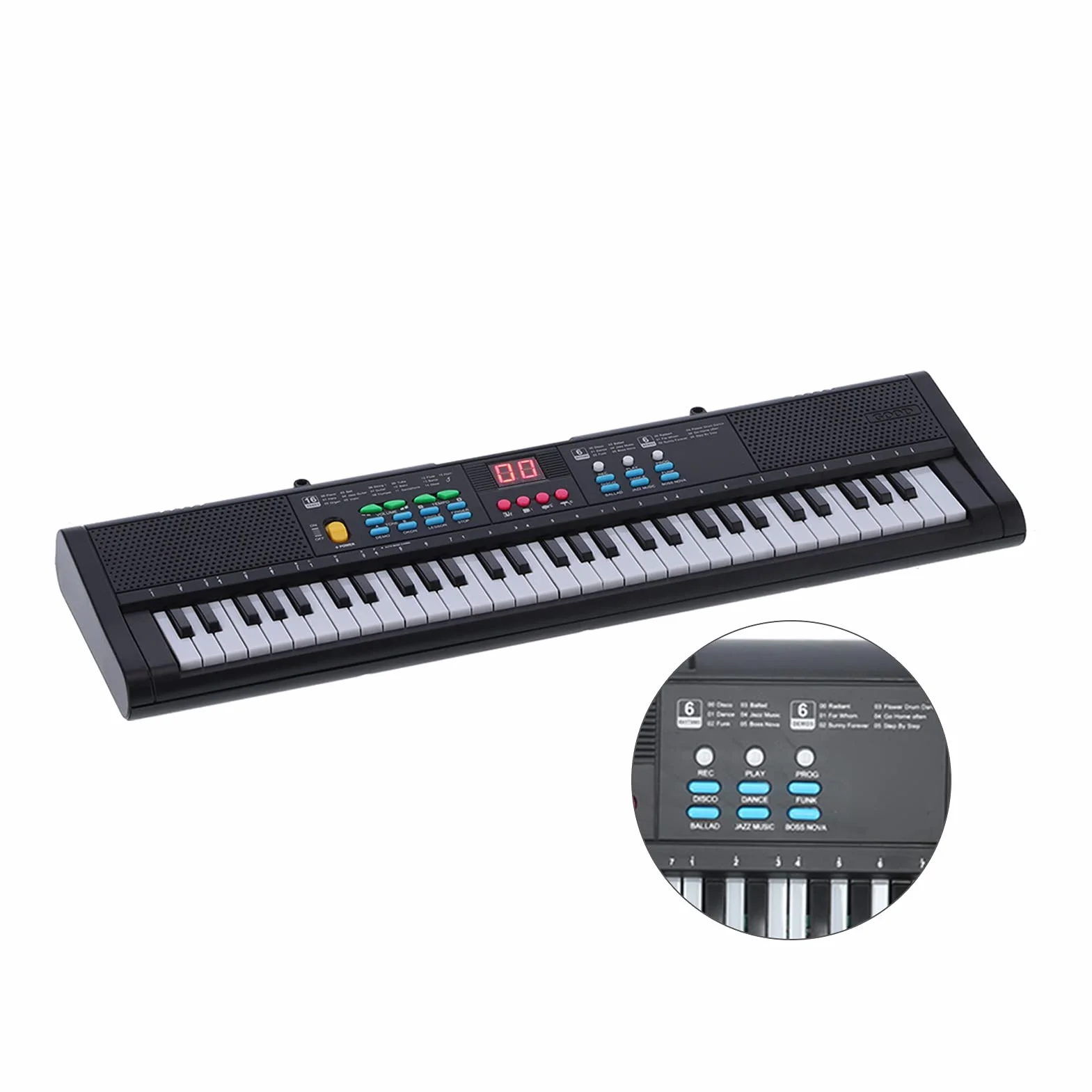 Ejoyous Pianoforte con Tastiera per Bambini a 61 Tasti, Pianoforte Digitale Elettrico con Microfono, 6 Brani Dimostrativi 16 Toni 6 Ritmi, Cavo USB per Telefono, Tablet, Karaoke