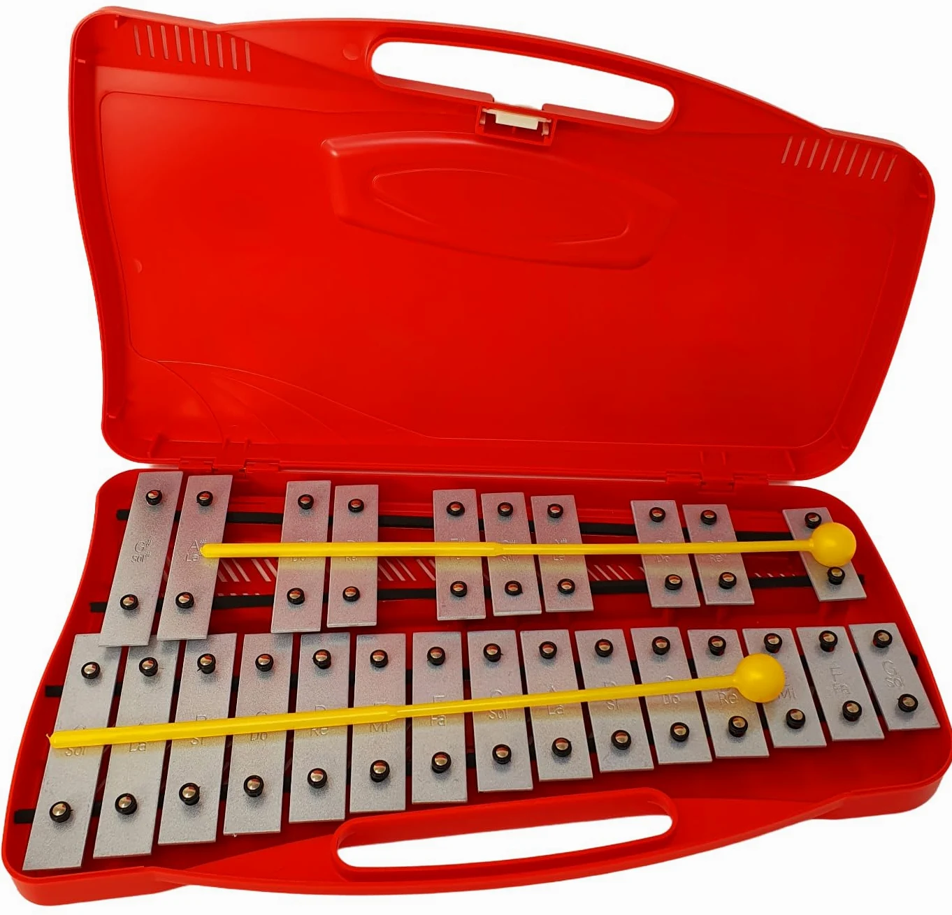 ROCKSTAR - Carrello Xilofono Metalofono 25 Tasti Metallici AG-25N2 Angel 3794, Glockenspiel con astuccio, strumento musicale supervisionato da un adulto