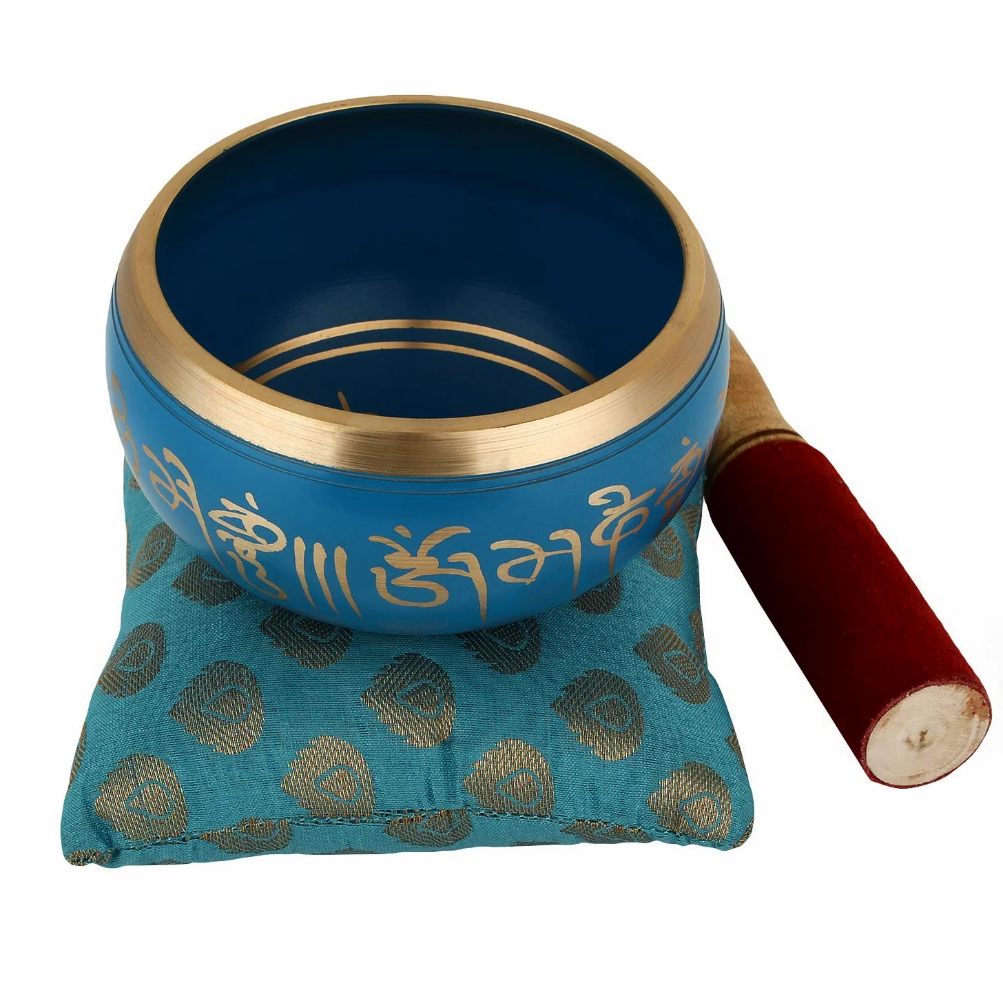 Zap Impex Brass Ciotola da canto Om Mani Campana da meditazione tibetana, 4 pollici, blu