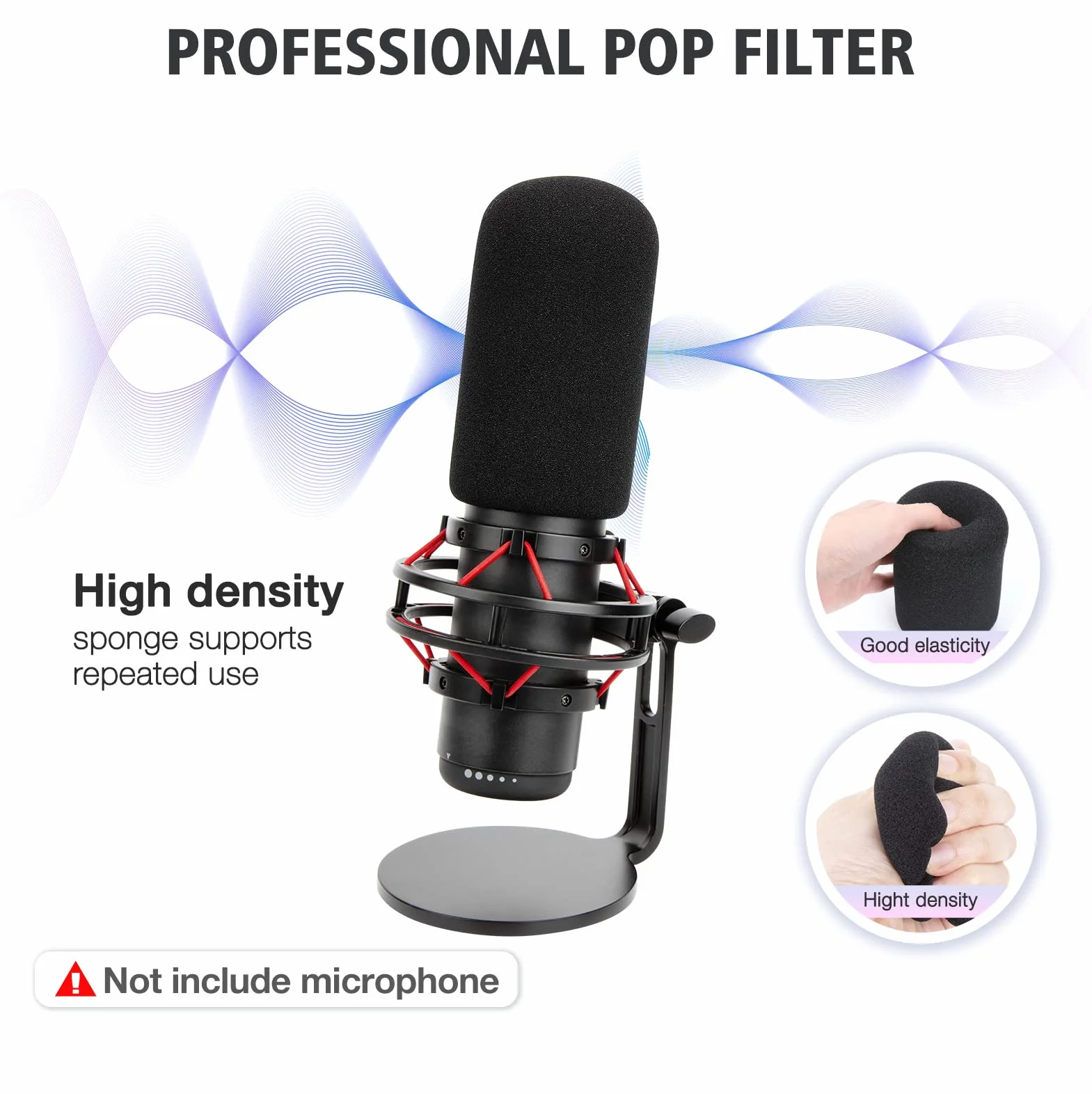 SUNMON Braccio Microfono Bianco per HyperX QuadCast S, QuadCast S2 - Set Supporto a Braccio con Spugna Antivento e Morsetto da Tavolo, Braccio Universale per QuadCast Blue Snowball Blue Yeti SoloCast