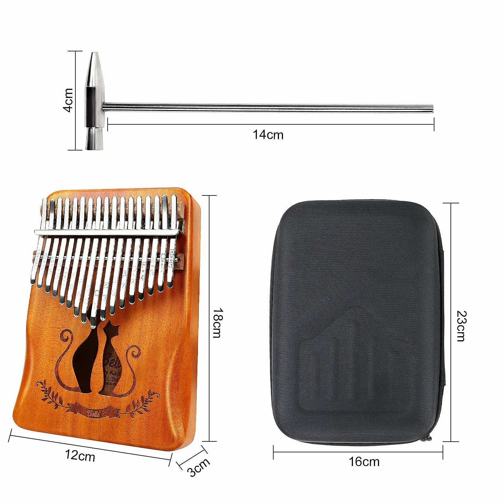 Kalimba - Pianoforte a 17 tasti, per principianti, martello d'accordo, impermeabile, regalo per bambini e adulti, tutto in un unico set