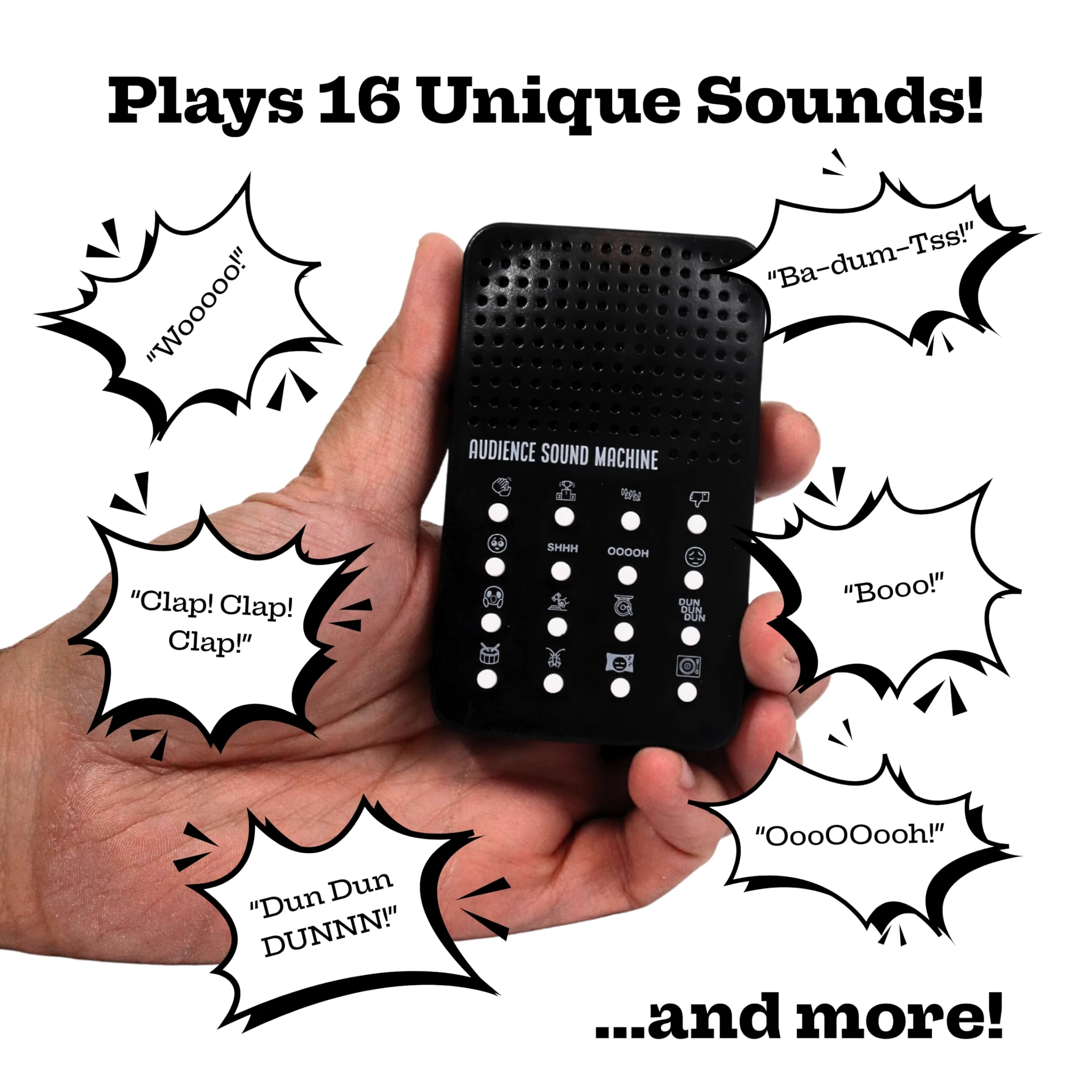 Audience Sound Machine con 16 applausi, applausi, applausi, rumori di cricket, colpo da bordo, record scratch - Creatore di suoni elettronico portatile a tema pubblico per bambini con 16 effetti