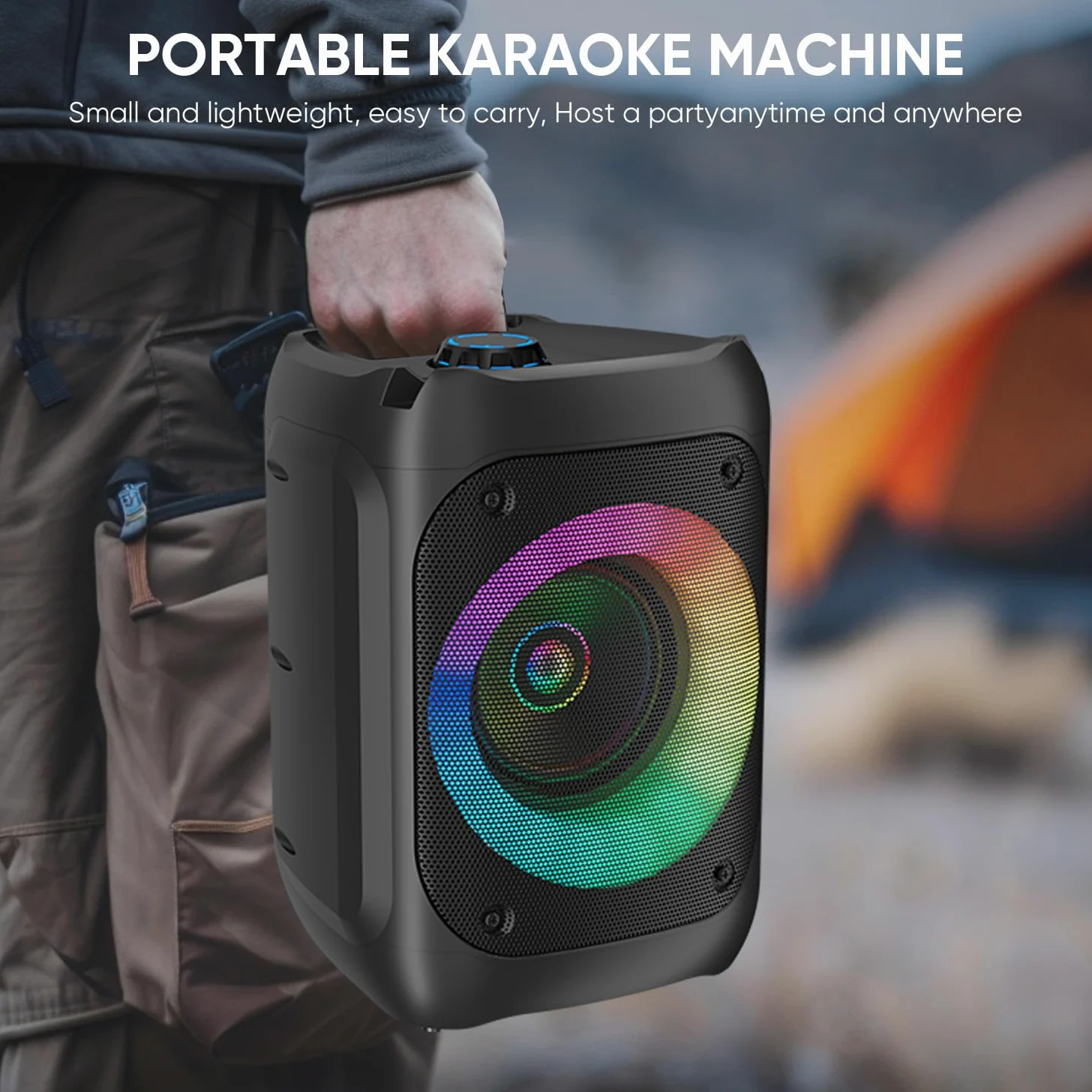 Ankuka Karaoke con 2 Microfoni Karaoke Professionale Completo con 1 Microfono Wireless & 1 Microfono con Cavo Cassa Karaoke Potatile PA Sistema e Luce LED, Supporta Bluetooth/TF/USB/AUX/FM/TWS