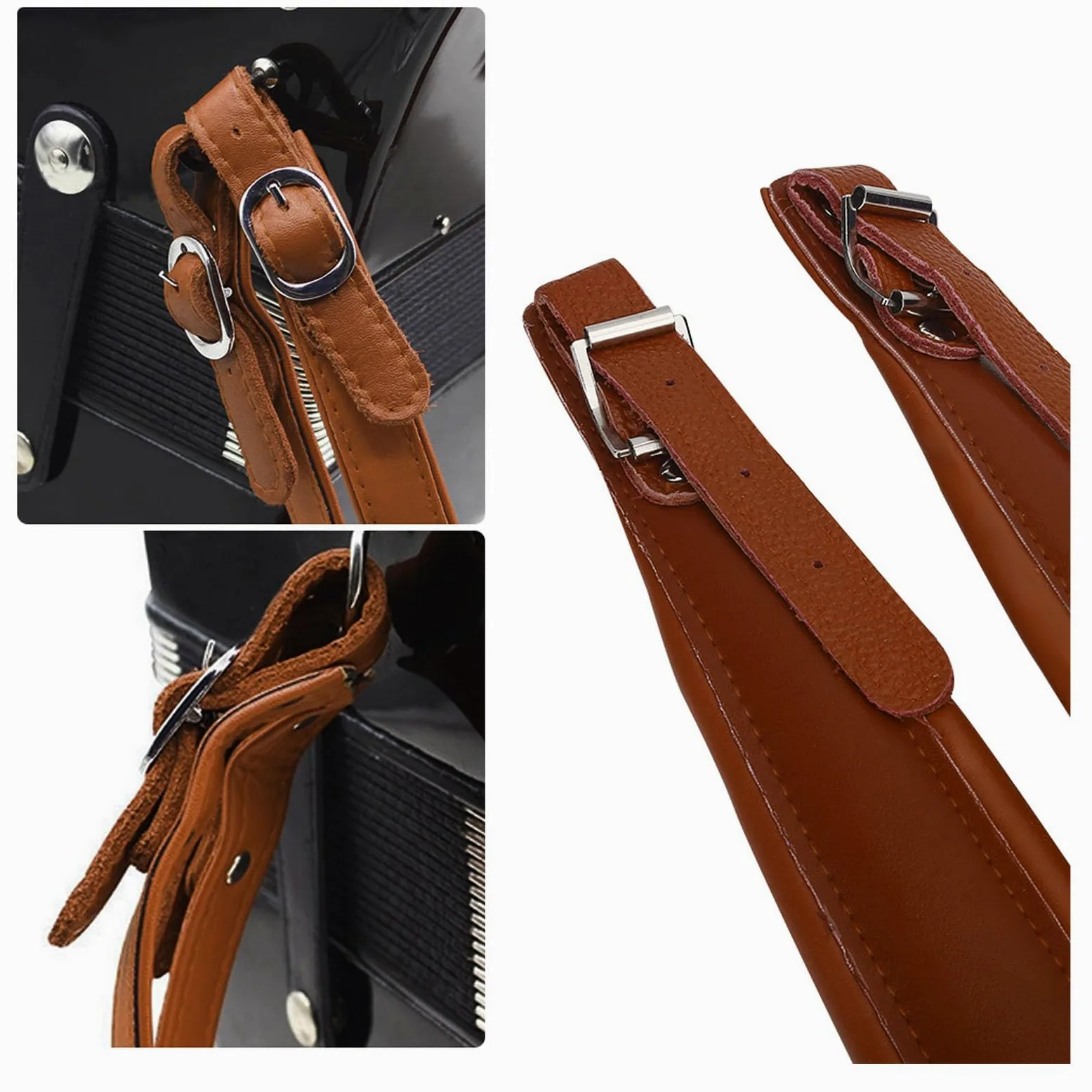 Tracolla per Fisarmonica,Cinghie Regolabili per Fisarmoniche in PU 83-110cm,per Strumenti Musicali per Fisarmonica 16-120 Bassi (caffè)