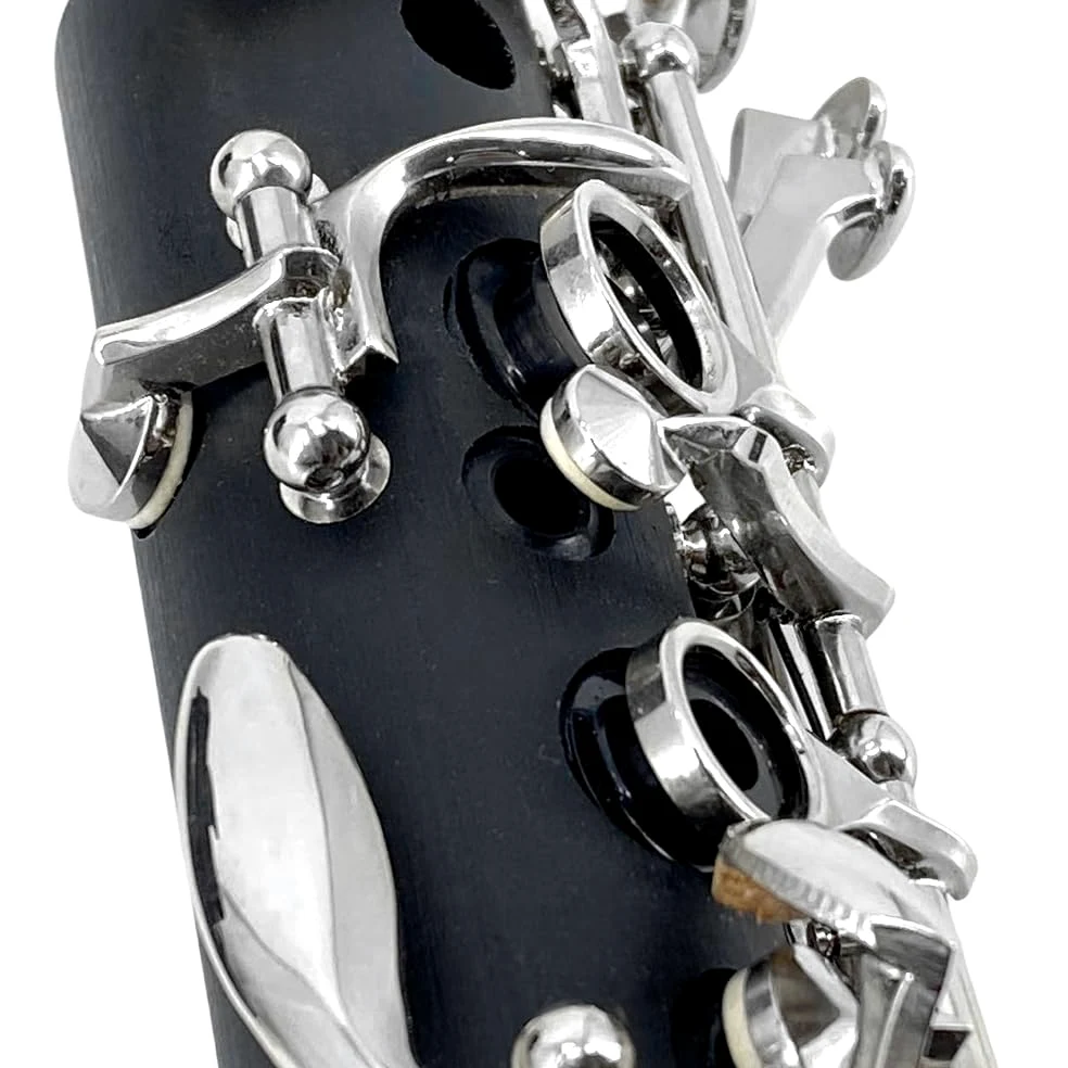 Clarinetto in Ebonite Nero con Chiave di Do, 17 Tasti Nichelati, Borsa da Trasporto e Kit di Cura Professionale Clarinetto di Tuning C con 2 Barre per Principianti e Orchestrine Include