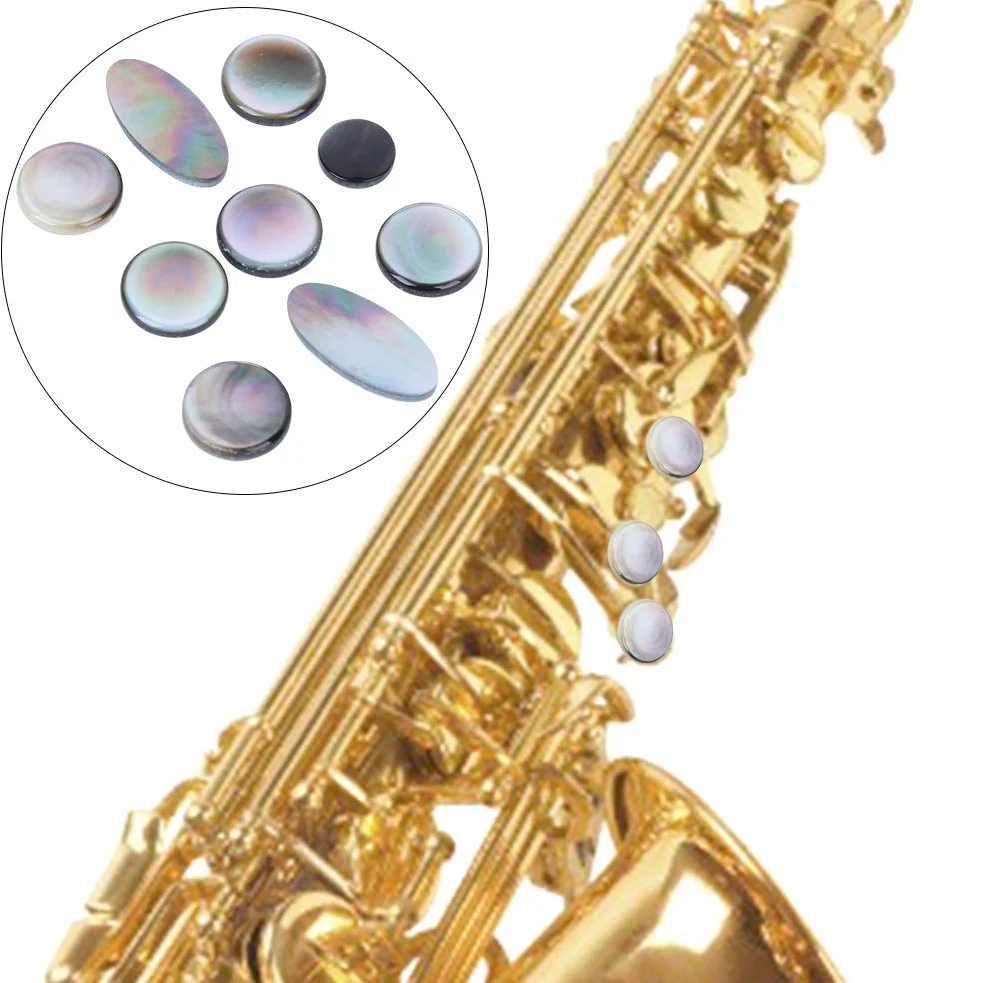 Tbest Bottoniera per Sassofono, 9 Pezzi, Set di Bottoni per Chiave Sax in Bianco e Nero, Accessori per Strumenti Musicali, Accessori per Decorazioni per Bottoni per Sassofono
