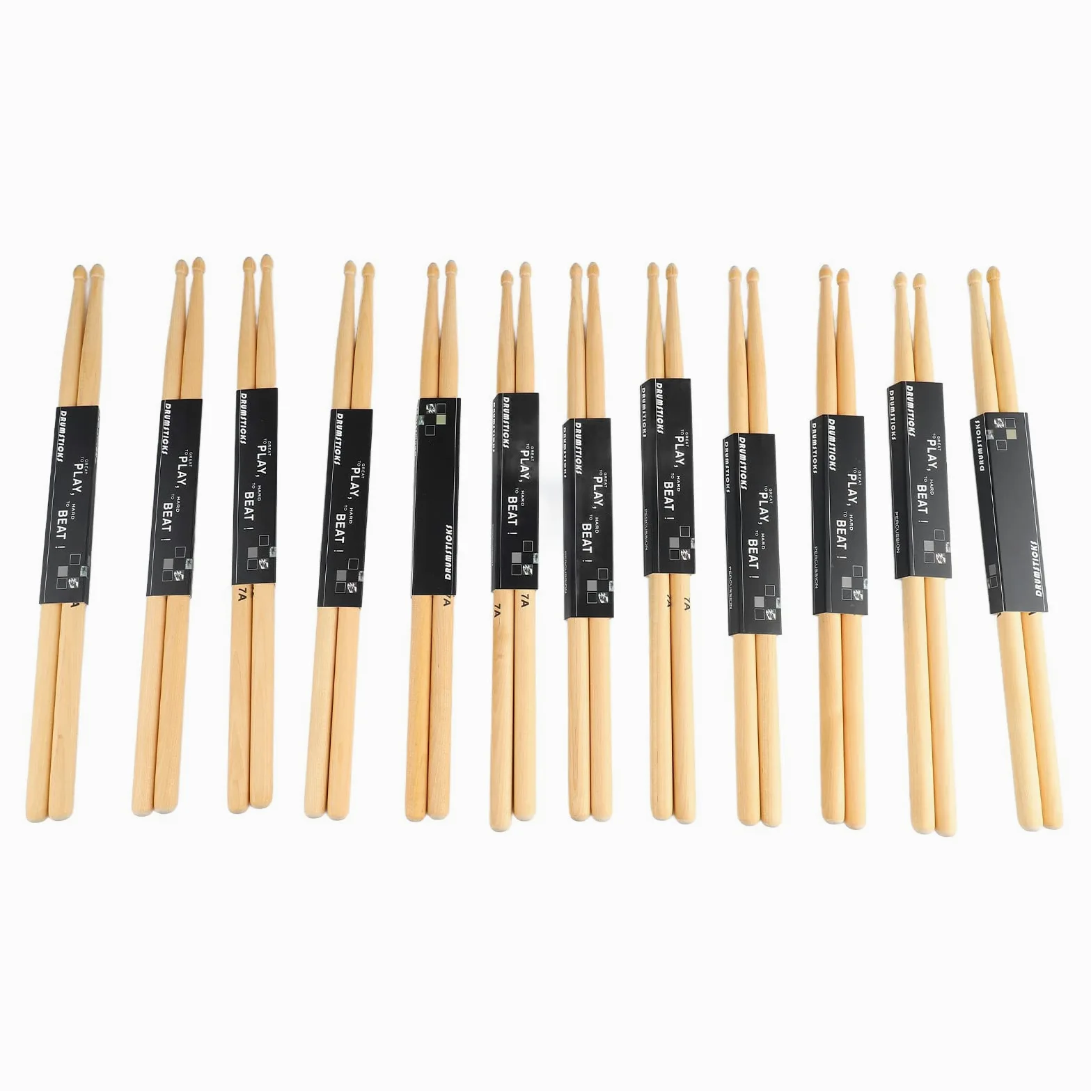 Bacchette per batteria 7A, robuste portatili 12 paia senza intoppi 7A Bacchette per batteria in legno di acero antiscivolo per esercitarsi
