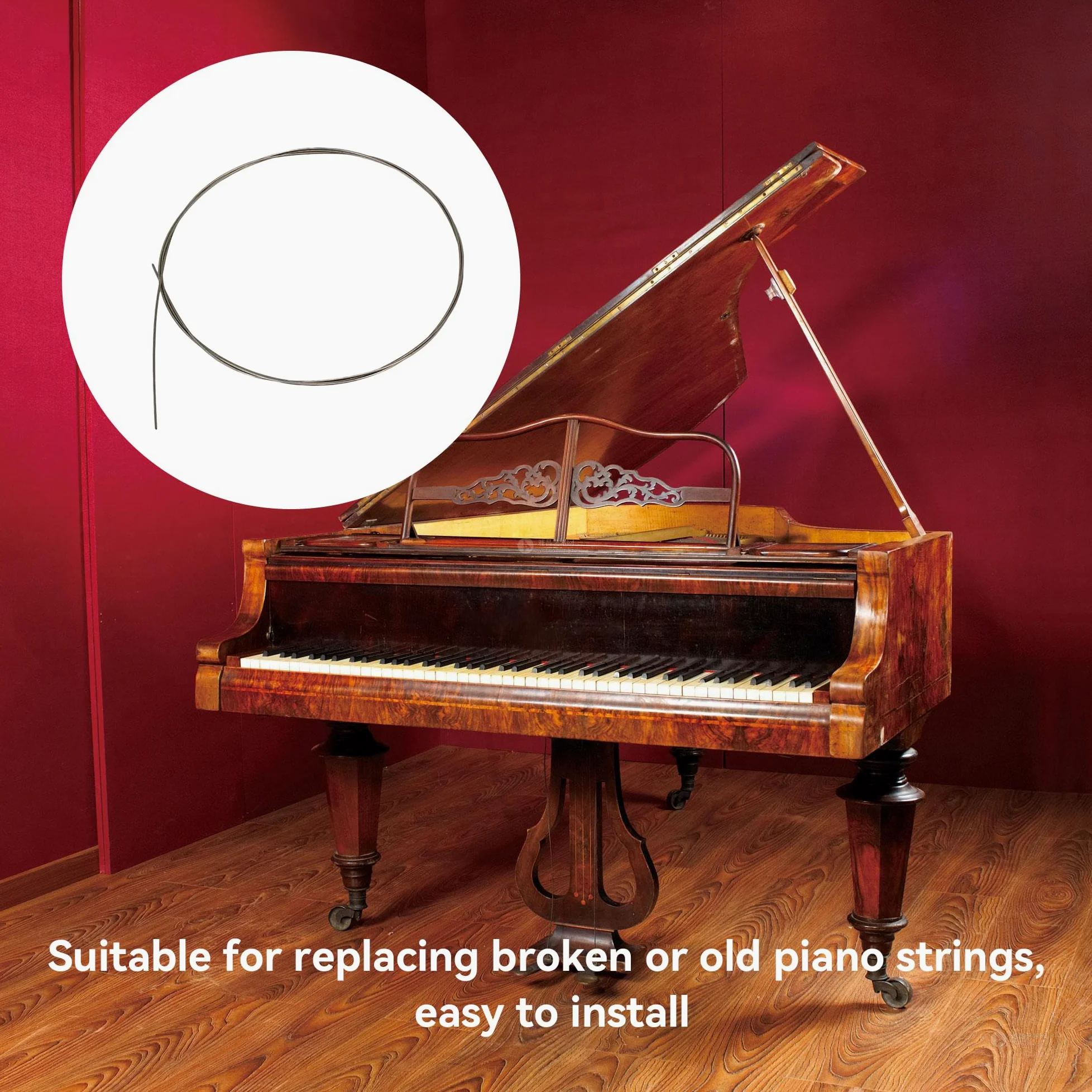 Filo musicale per pianoforte, misura 14, diametro 0,825 mm, per riparazioni di corde rotte, confezione da 2
