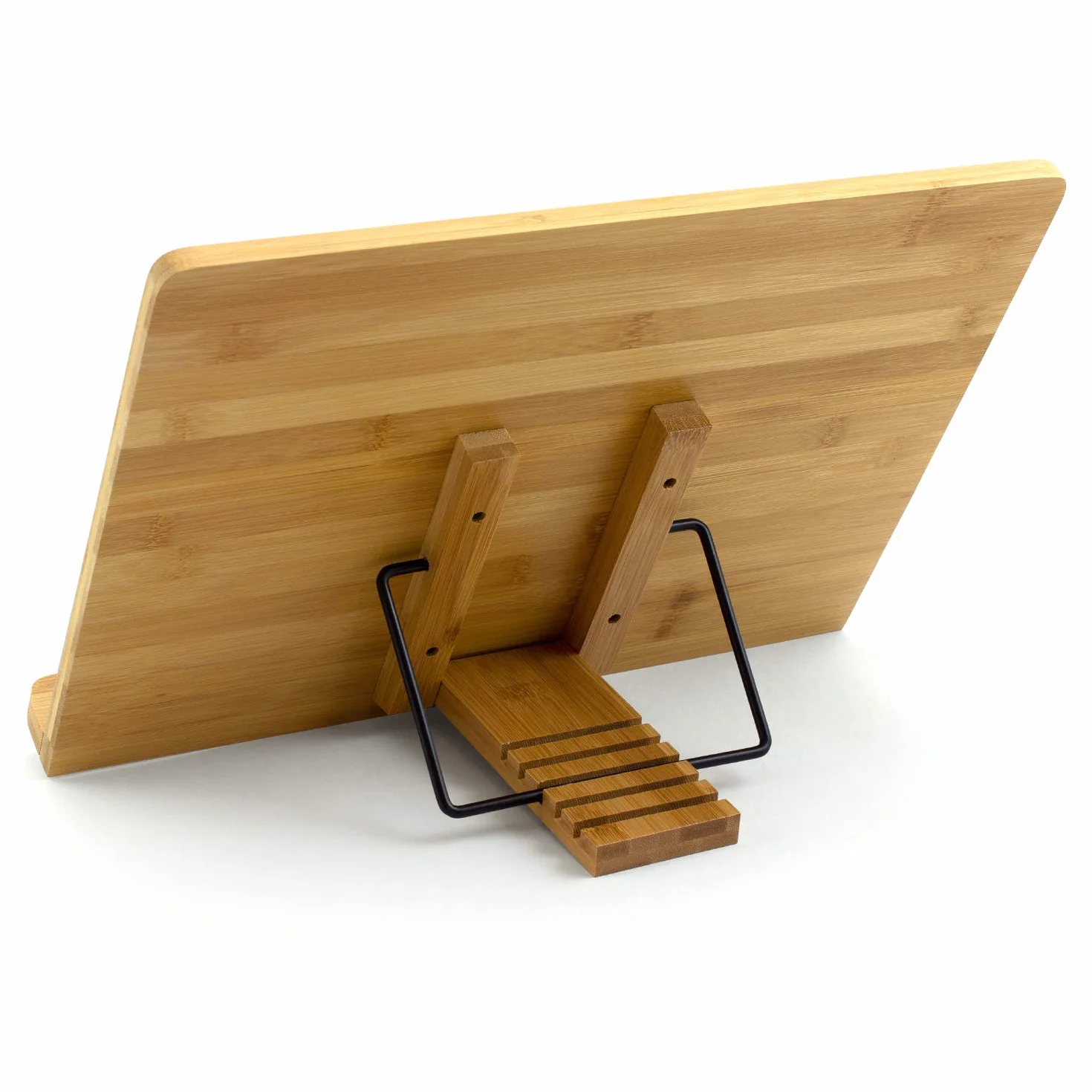 Theodore MUS53-BK Leggio da tavolo in bambù, per spartiti musicali, regolabile, con ferma pagine 390 X 280 mm - colore naturale