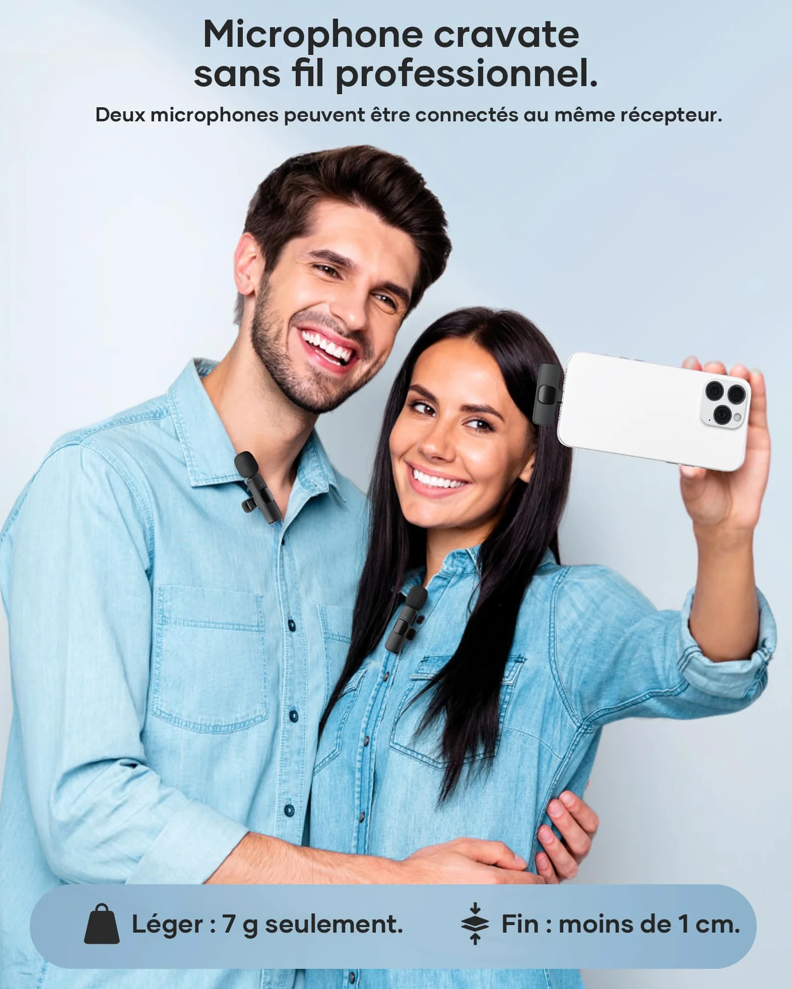 KUKIHO Microfono Lavalier Wireless per iPhone/Android (2 Trasmettitori), Mini Microfono Clip Riduzione Rumore Plug-and-Play per Registrazioni Video, Podcast, TikTok, YouTube, Vlog