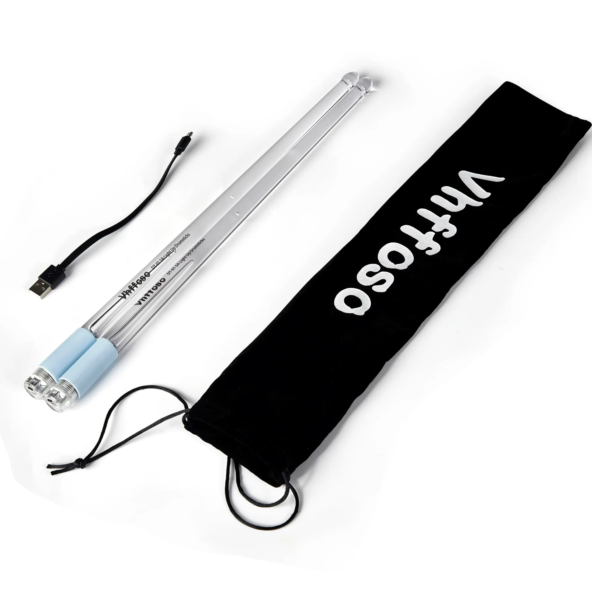 Vhffoso - Bacchette per batteria cambiacolore a luce LED, ricaricabili, 15 colori, con custodia, si illuminano al buio, in plastica, per adulti, personalizzate (2 pezzi/confezione)