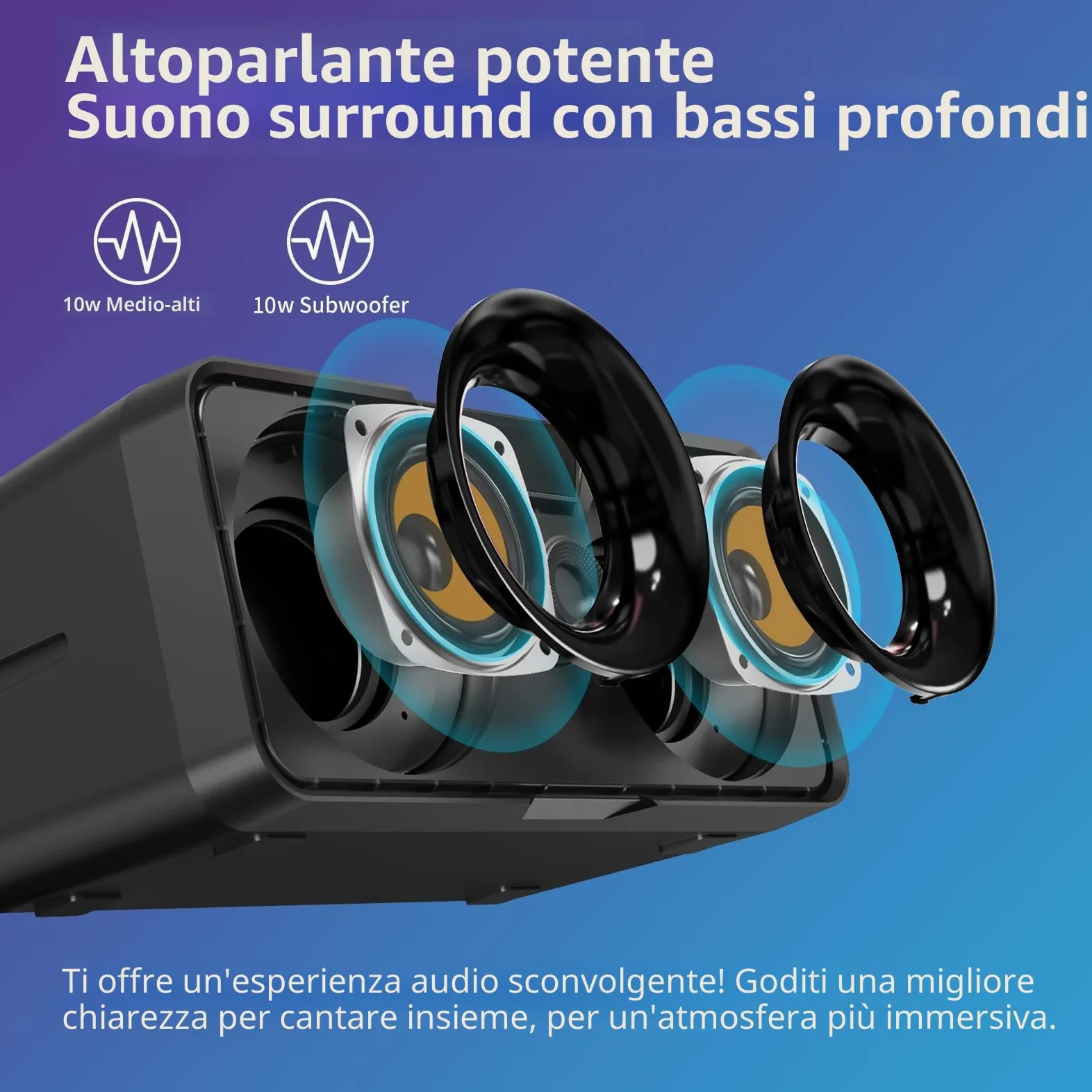 Casse Karaoke Portatile, Tutto-in-Uno Karaoke Professionale Completo con Cassa Bluetooth da 20W, 2 Microfoni Karaoke Wireless e Slot per Microfono Ricaricabile, Ideale per Karaoke Domestico