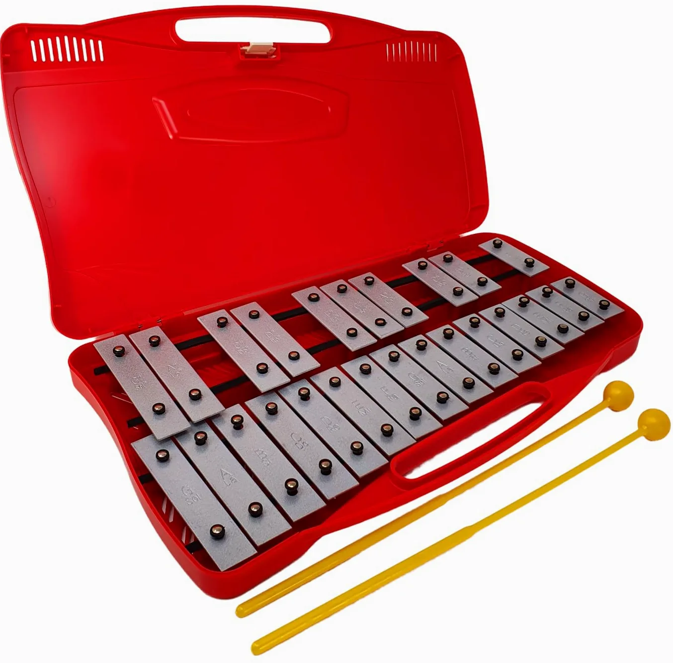 ROCKSTAR - Carrello Xilofono Metalofono 25 Tasti Metallici AG-25N2 Angel 3794, Glockenspiel con astuccio, strumento musicale supervisionato da un adulto